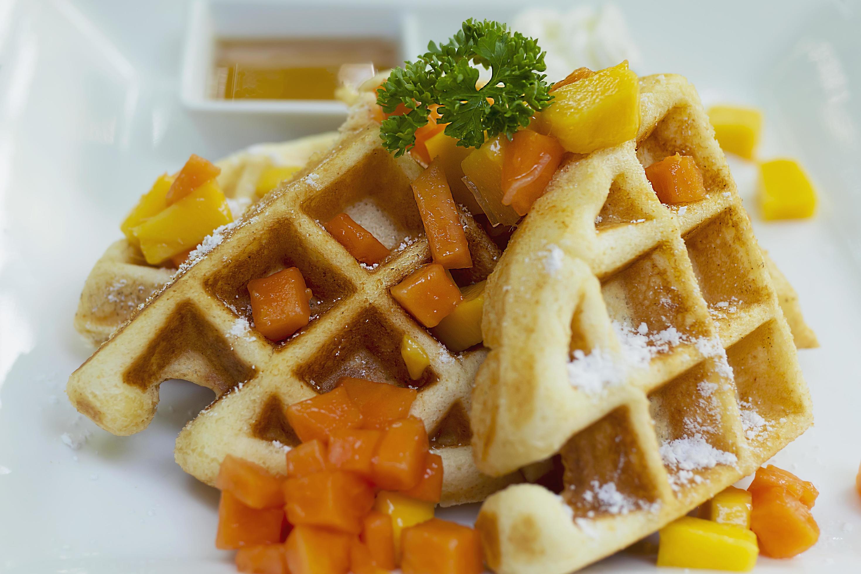 Waffle food baked breakfast Stock Free