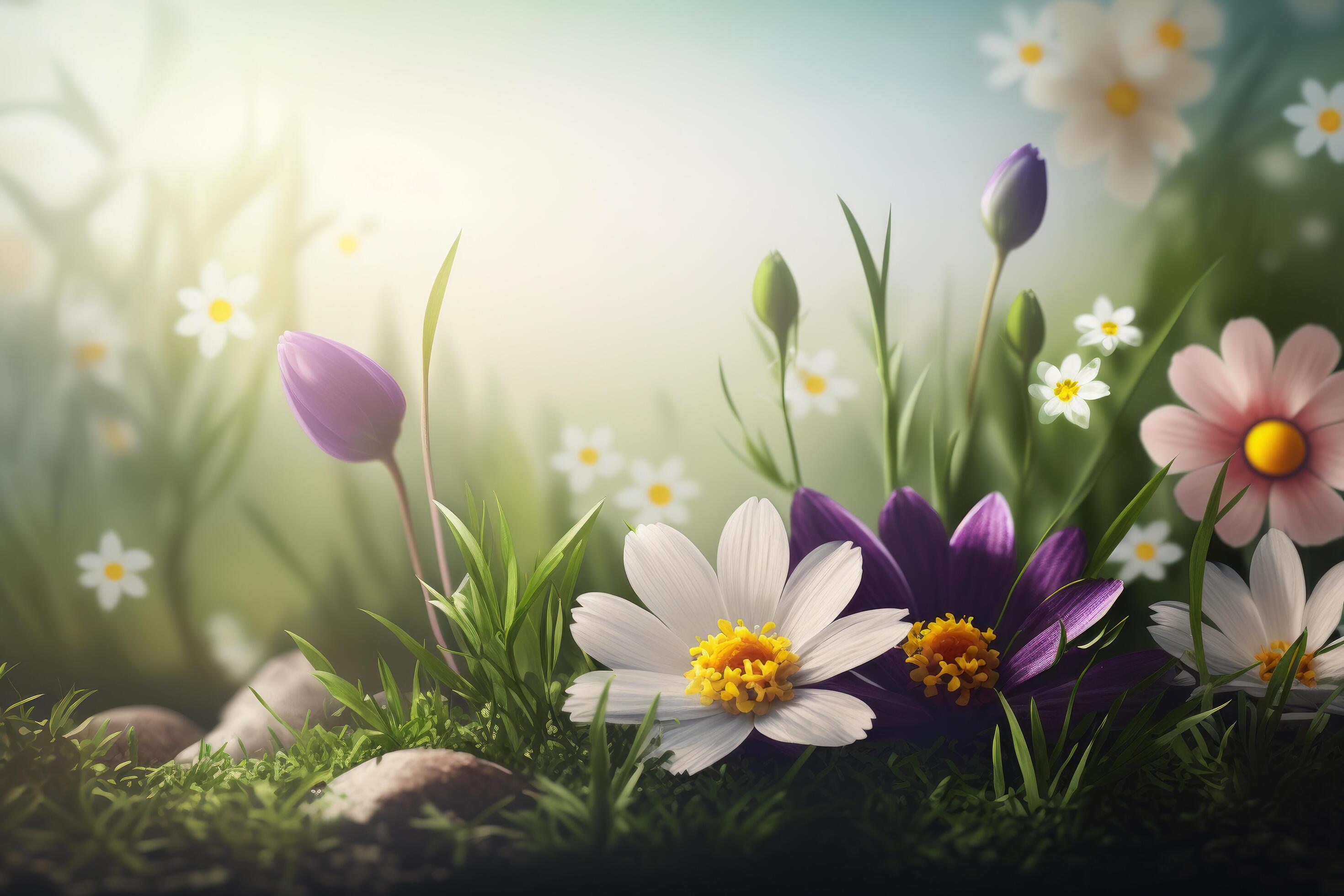 Summer background with flowers Illustration Stock Free