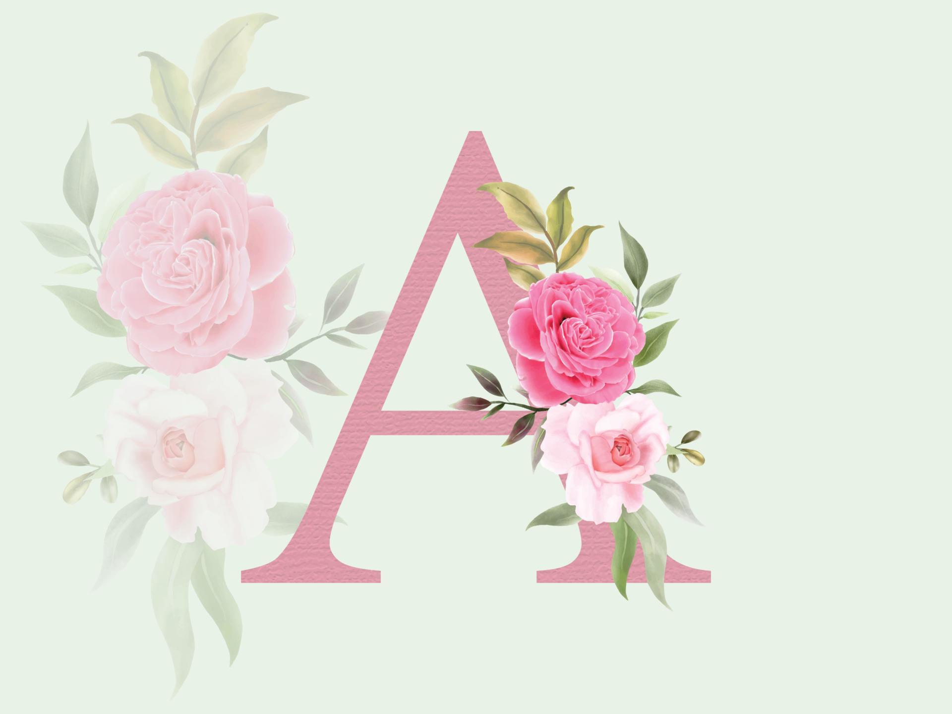 Beautiful alphabet A with floral bouquet Stock Free