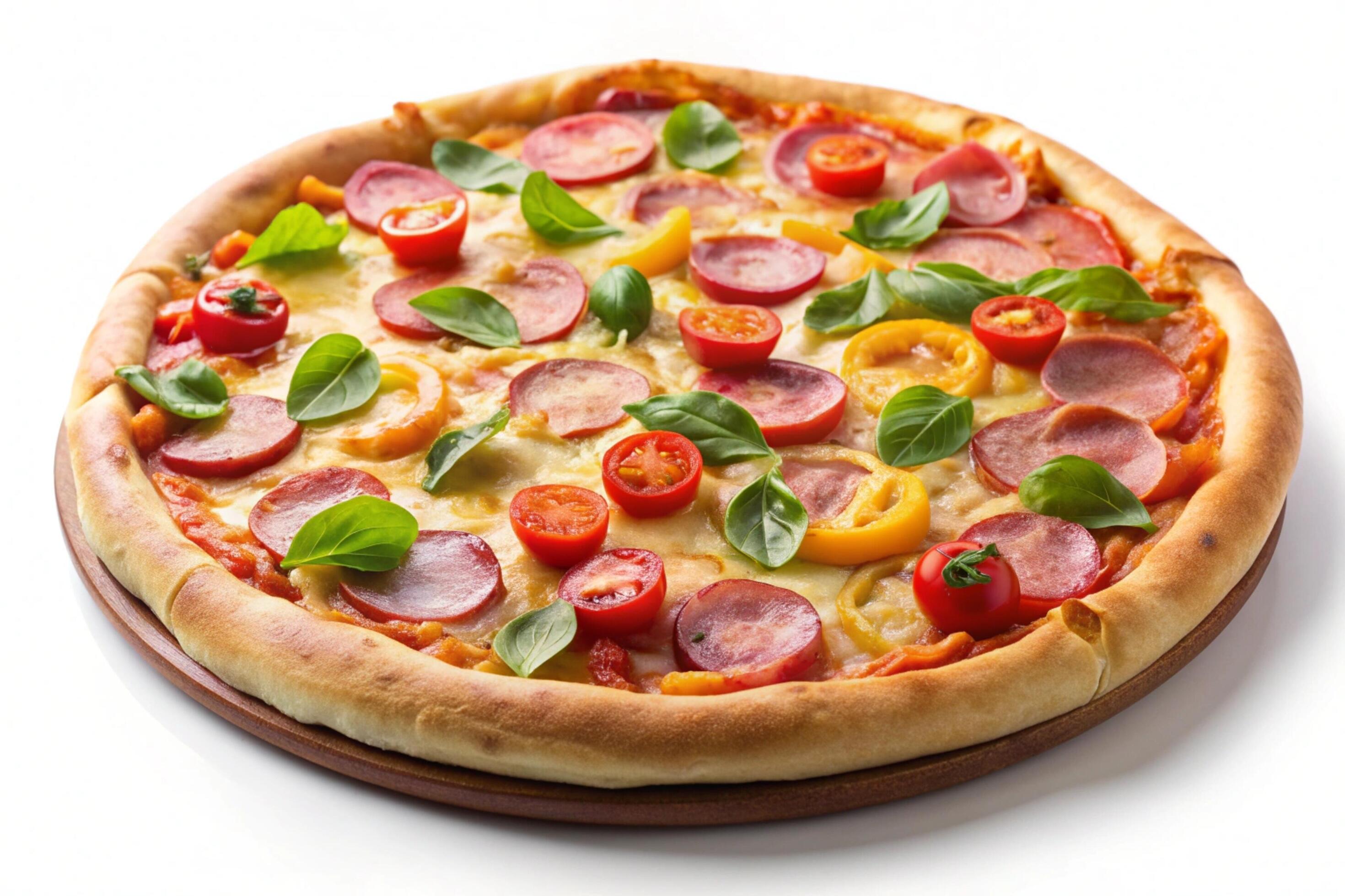 Pizza photo isolated on simple background Stock Free