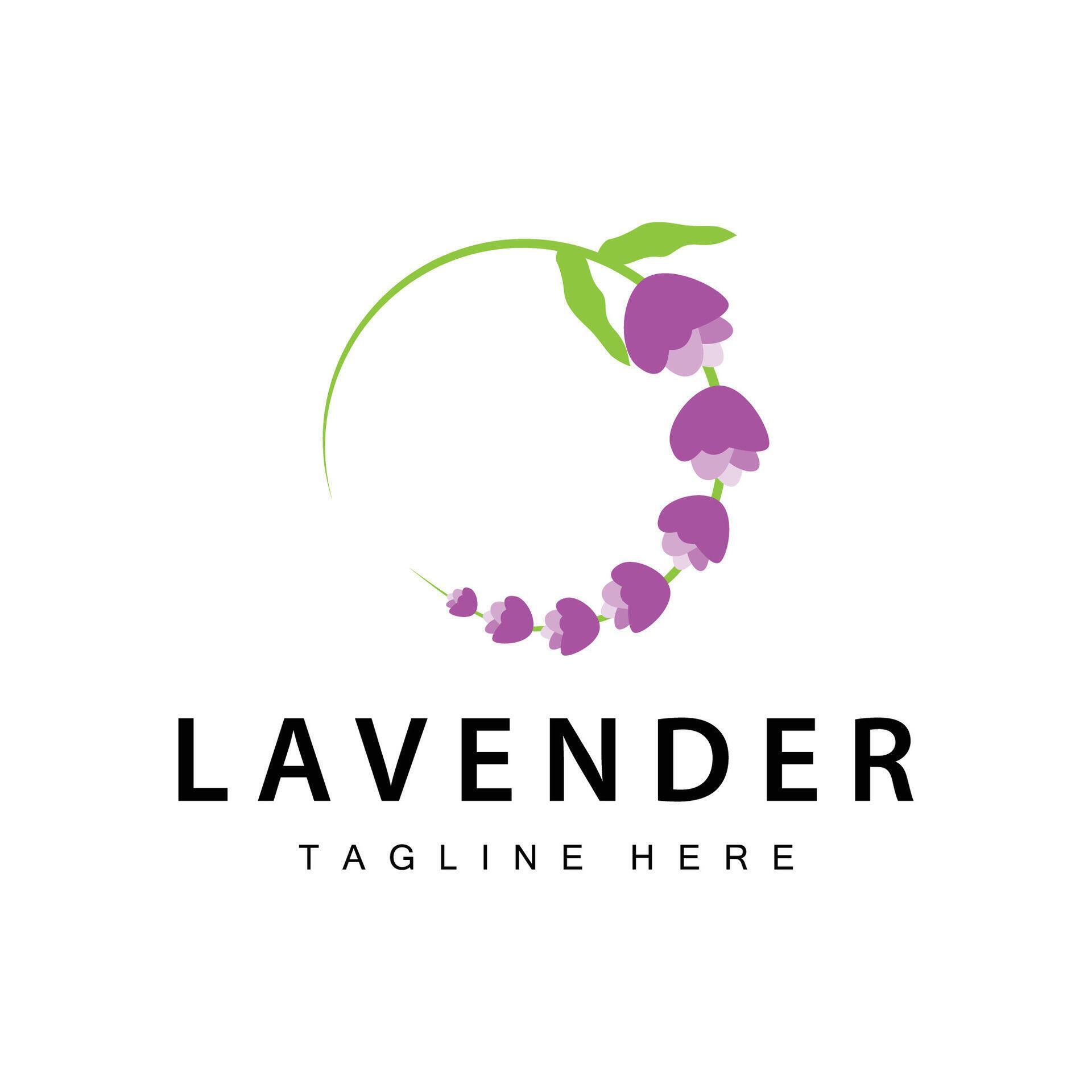 Lavender logo simple design vector cosmetic plant purple color and aromatherapy lavender flower garden template Stock Free