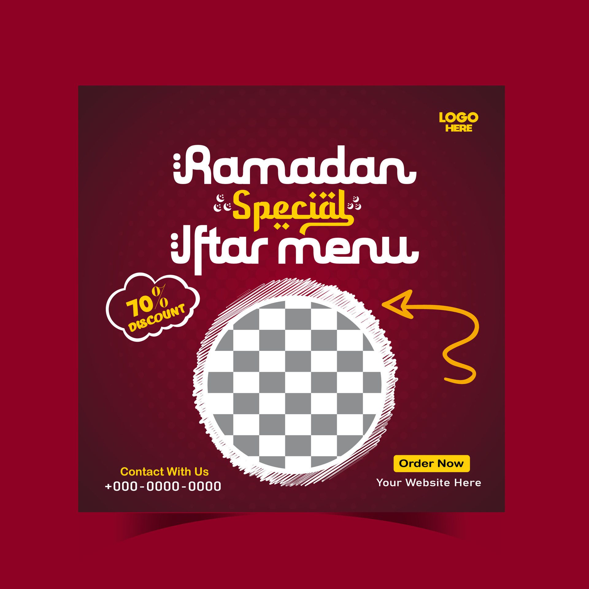 Ramadan iftar menu food post design and social media banner template Free Vector