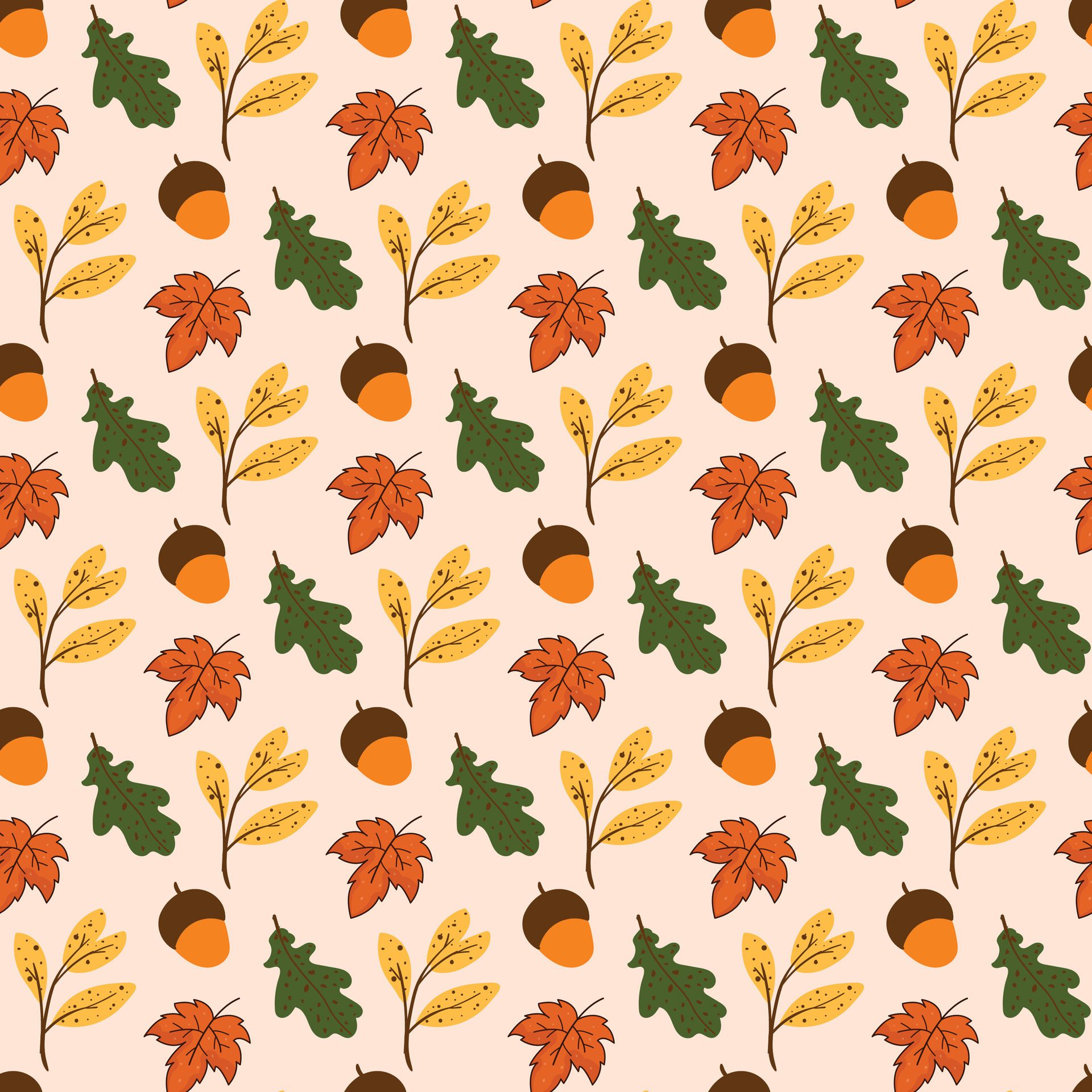 Stylized Autumn Twigs Seamless Pattern Design Free Vector