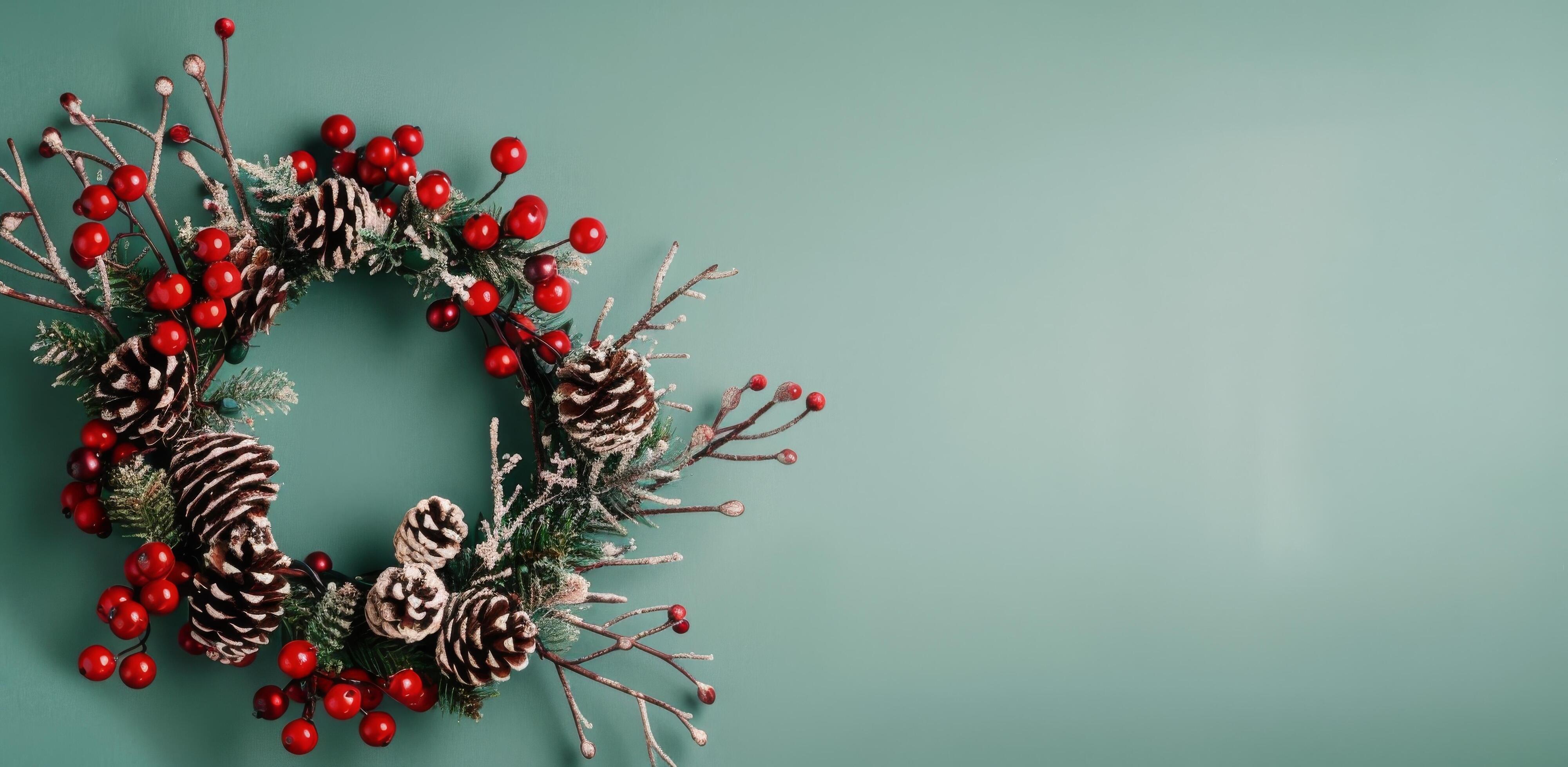 Festive Holiday Arrangement With Pine Cones, Berries, and Wrapped Gift on Light Background Stock Free