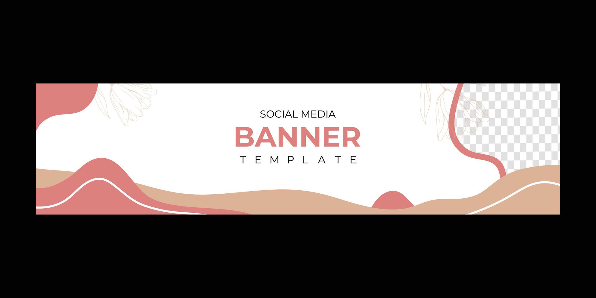 Social media cover banner design with blank image section Free Vector