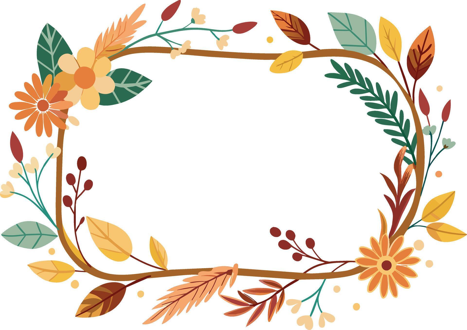 frame circular with flowers and leafs. vector illustration design Stock Free