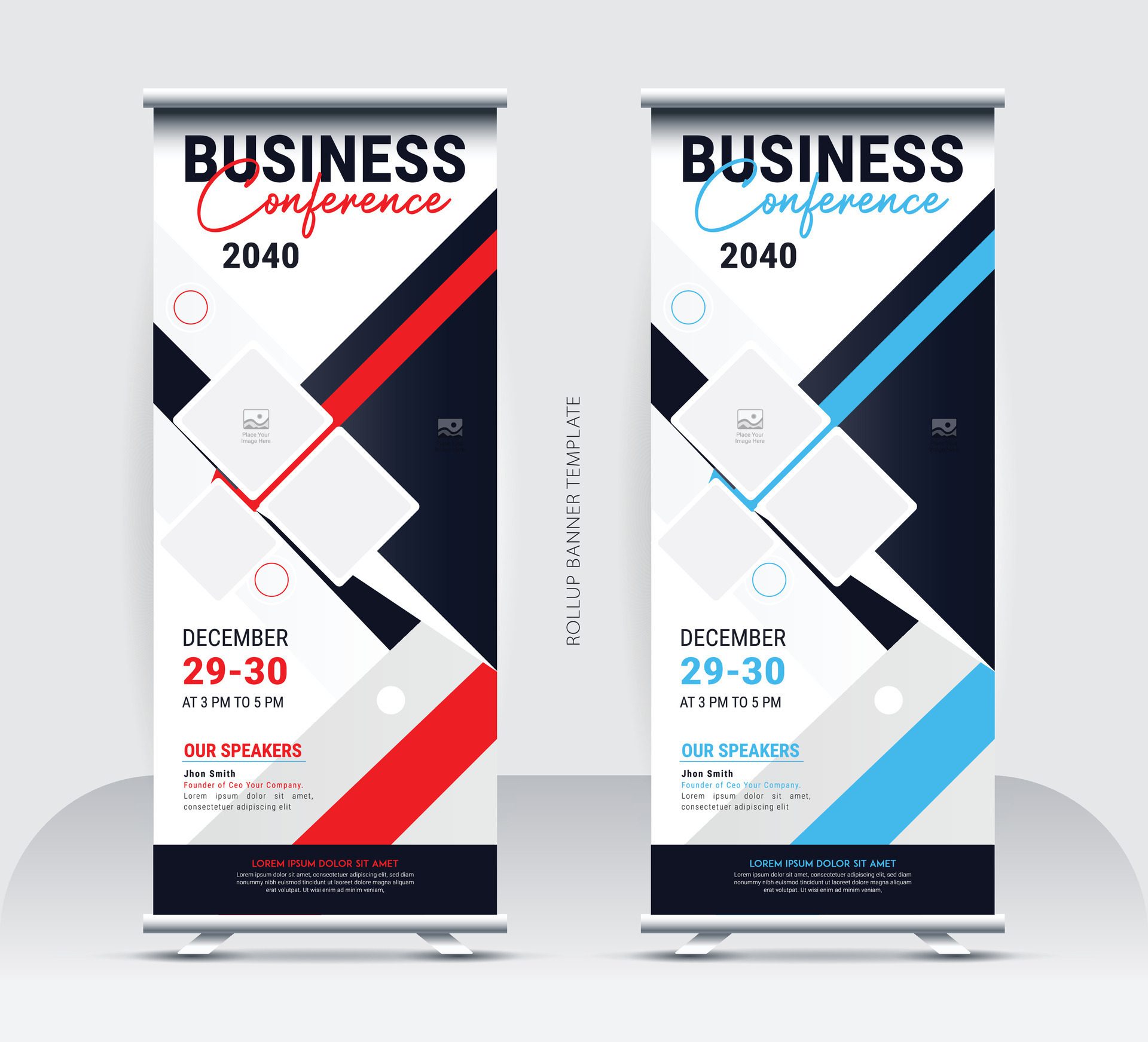 Business Conference Roll-up Banner Design Free Vector