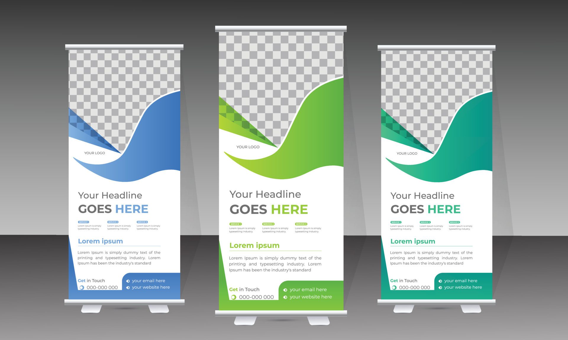 Attractive modern roll up banner design template for medical and healthcare Pro Vector