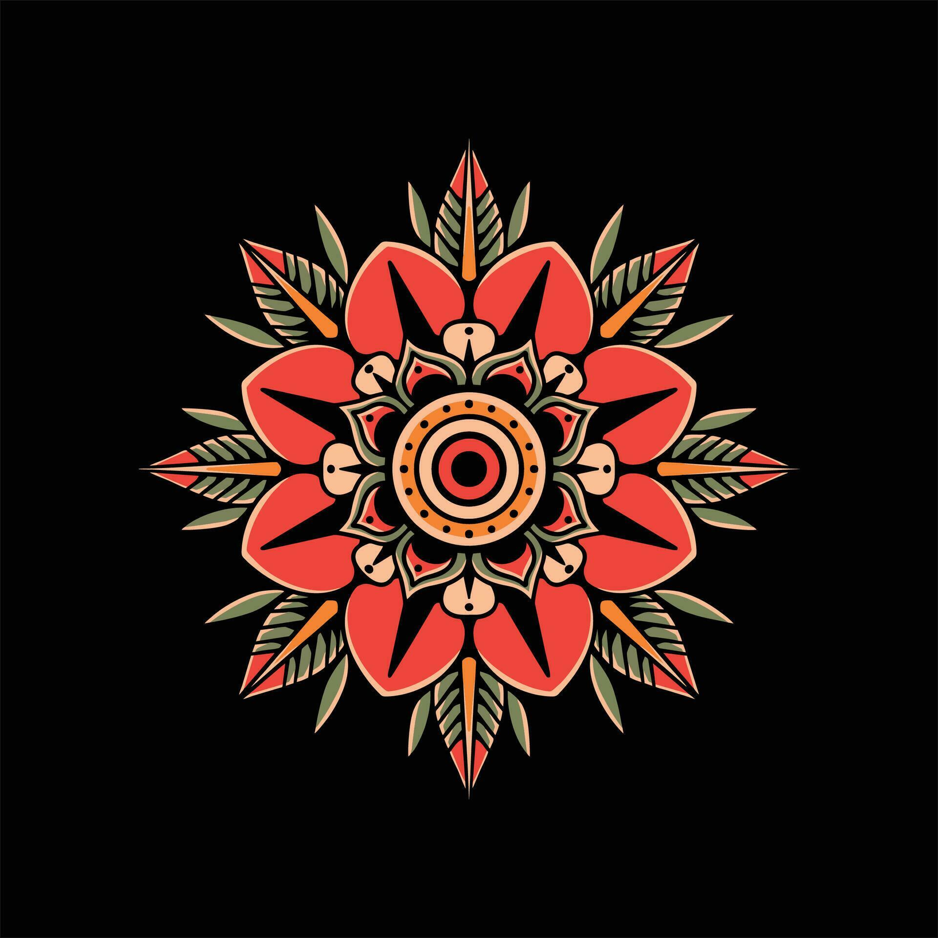 red flower tattoo vector design Stock Free