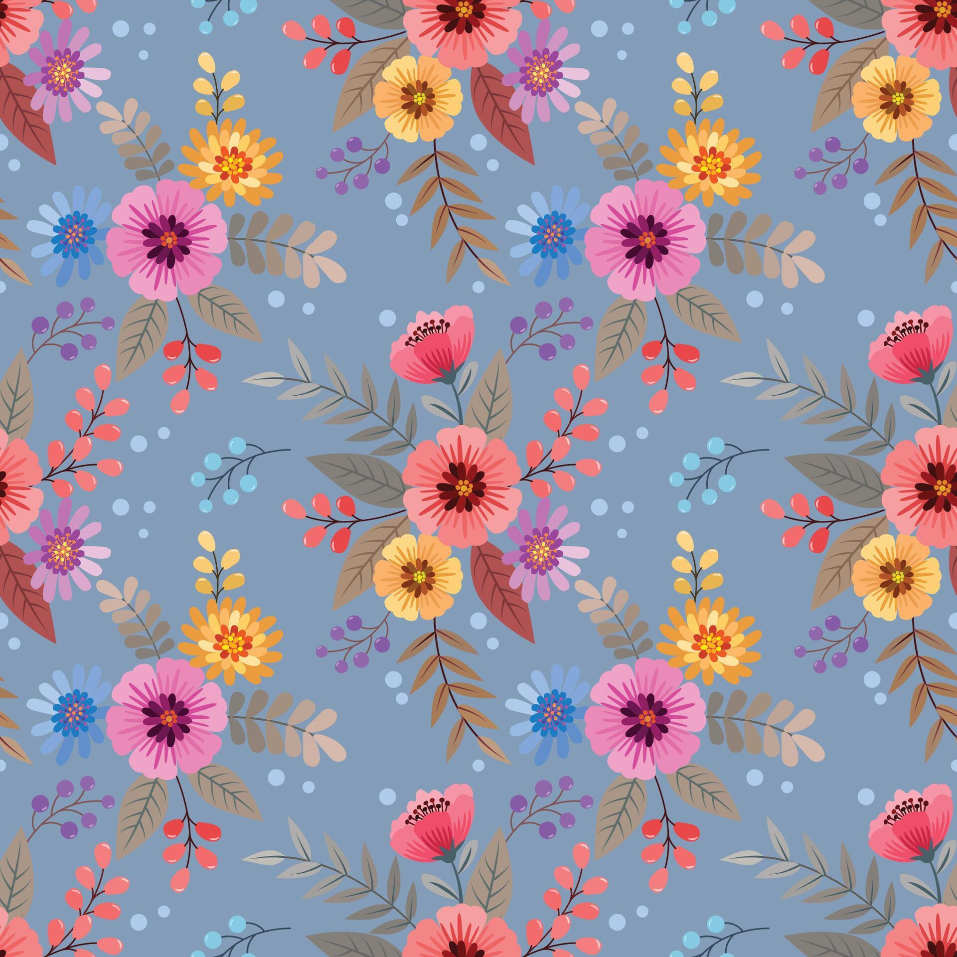 Colorful flowers design seamless pattern Stock Free