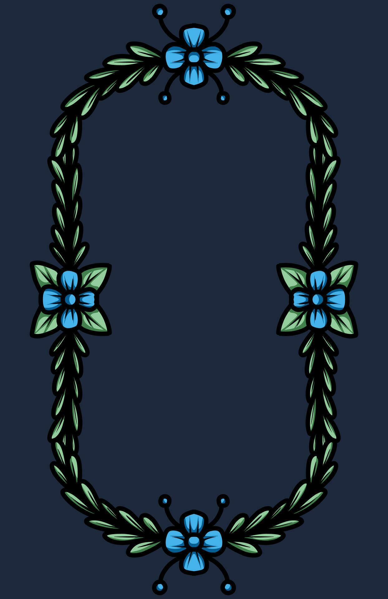 border frame with an arrangement of leaves and flowers Stock Free