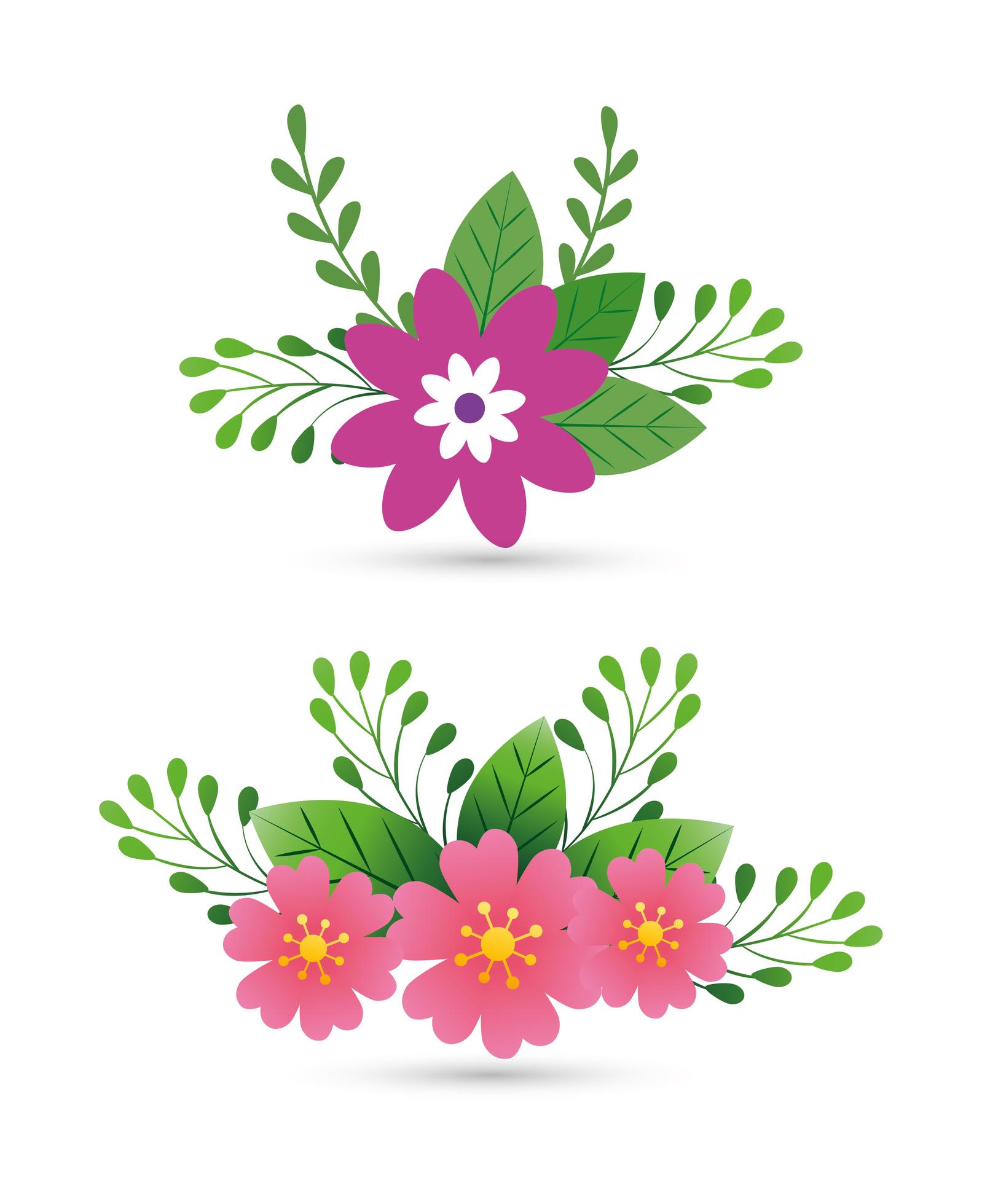 cute flowers with branches and leafs Stock Free