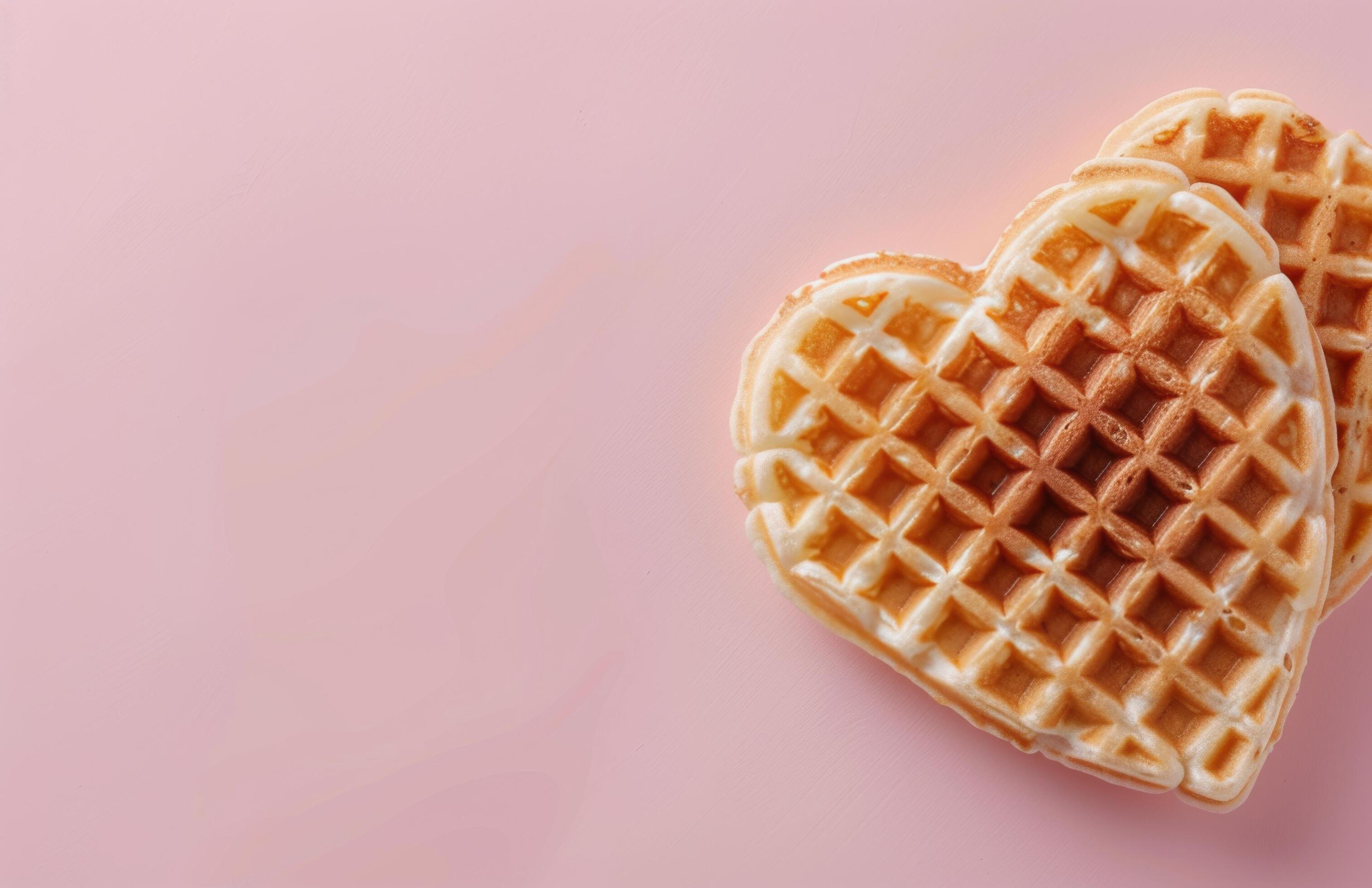 Heart-Shaped Waffles on Light Pink Background Stock Free