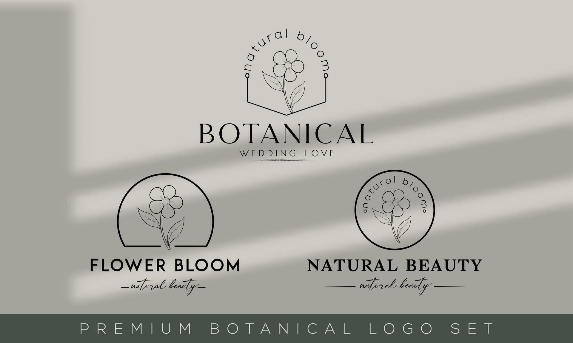 Floral Element Hand Drawn Botanical Logo With Wild Flower Stock Free