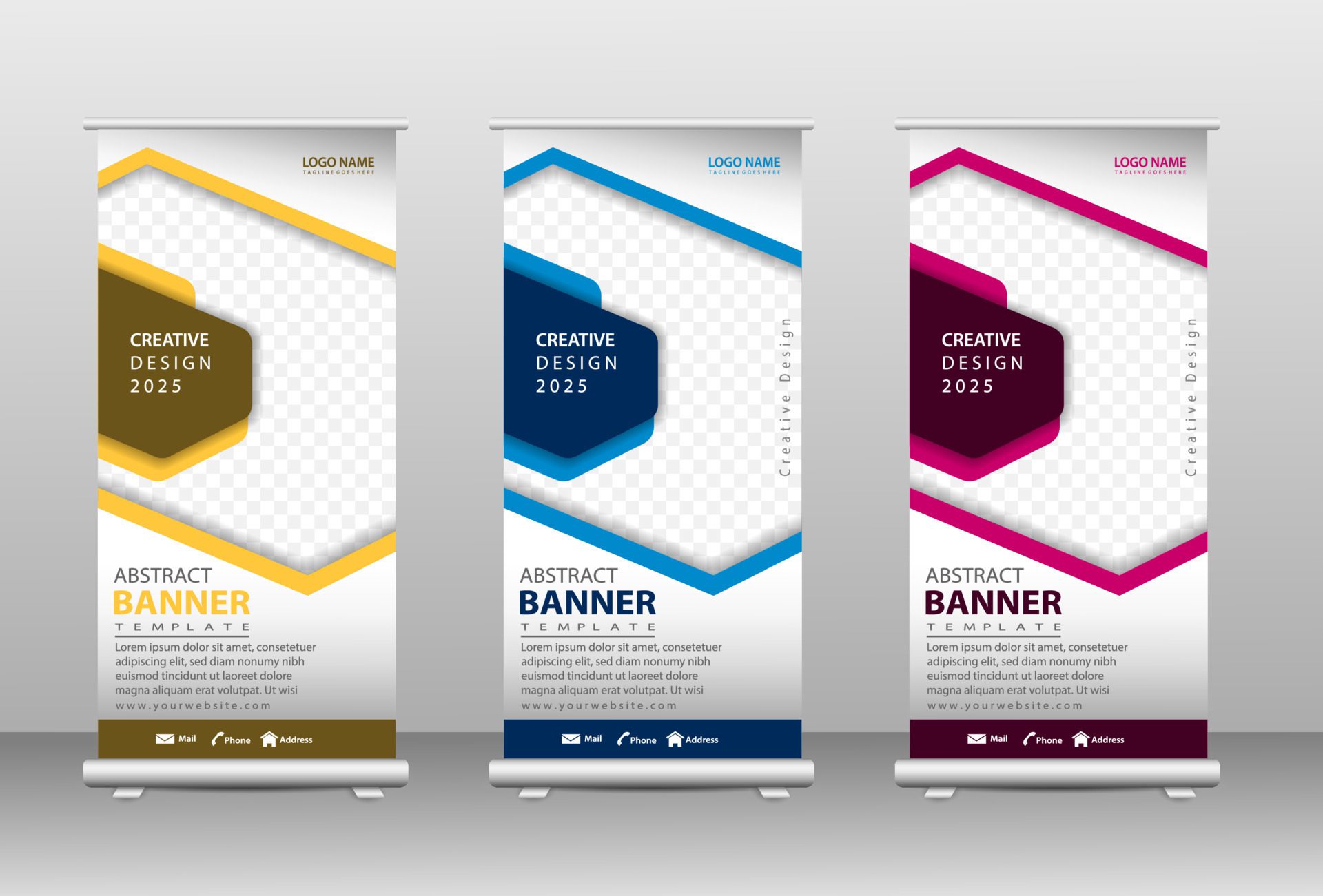 Stylish roll up business standee banner design Free Vector