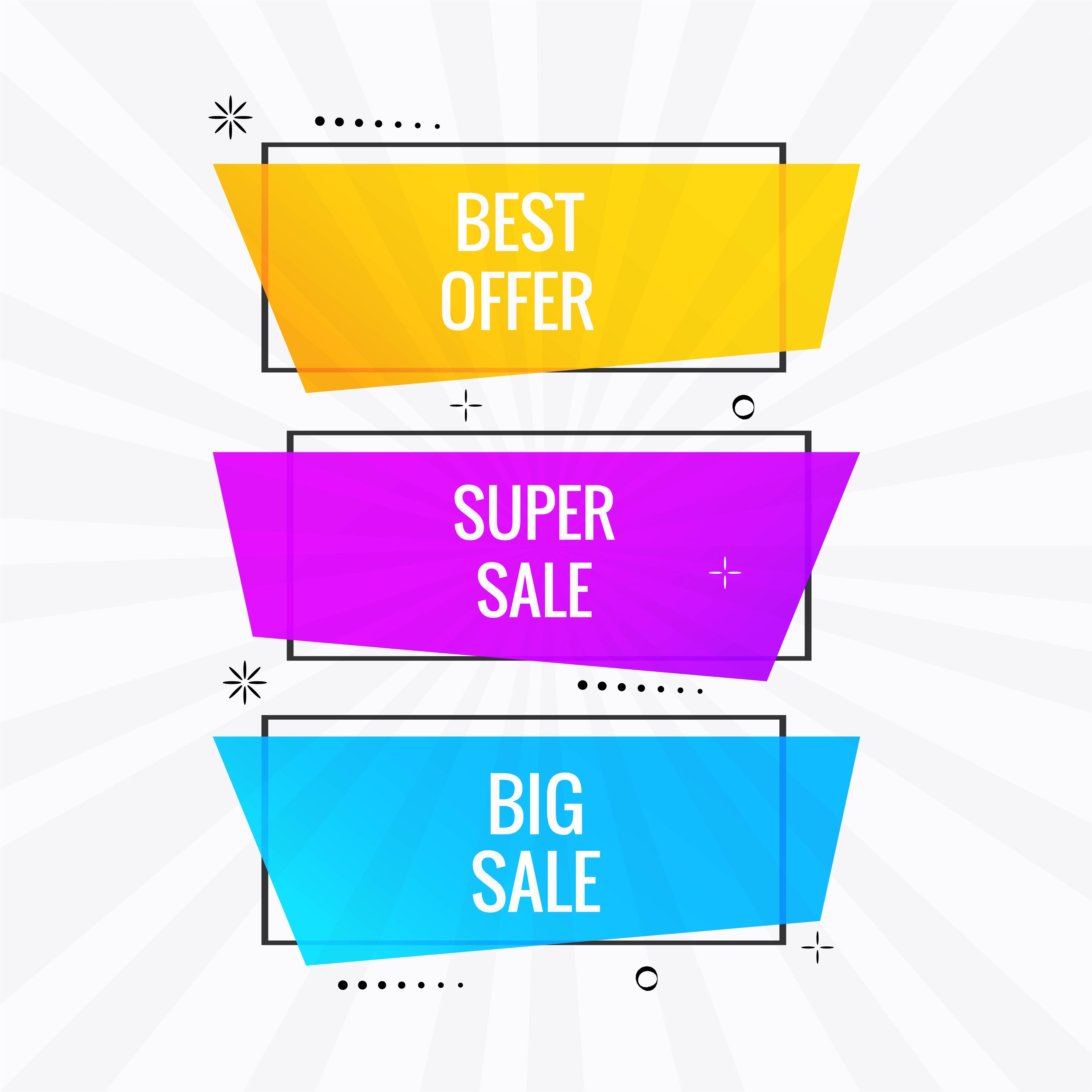 Colorful sale banner set vector design Free Vector