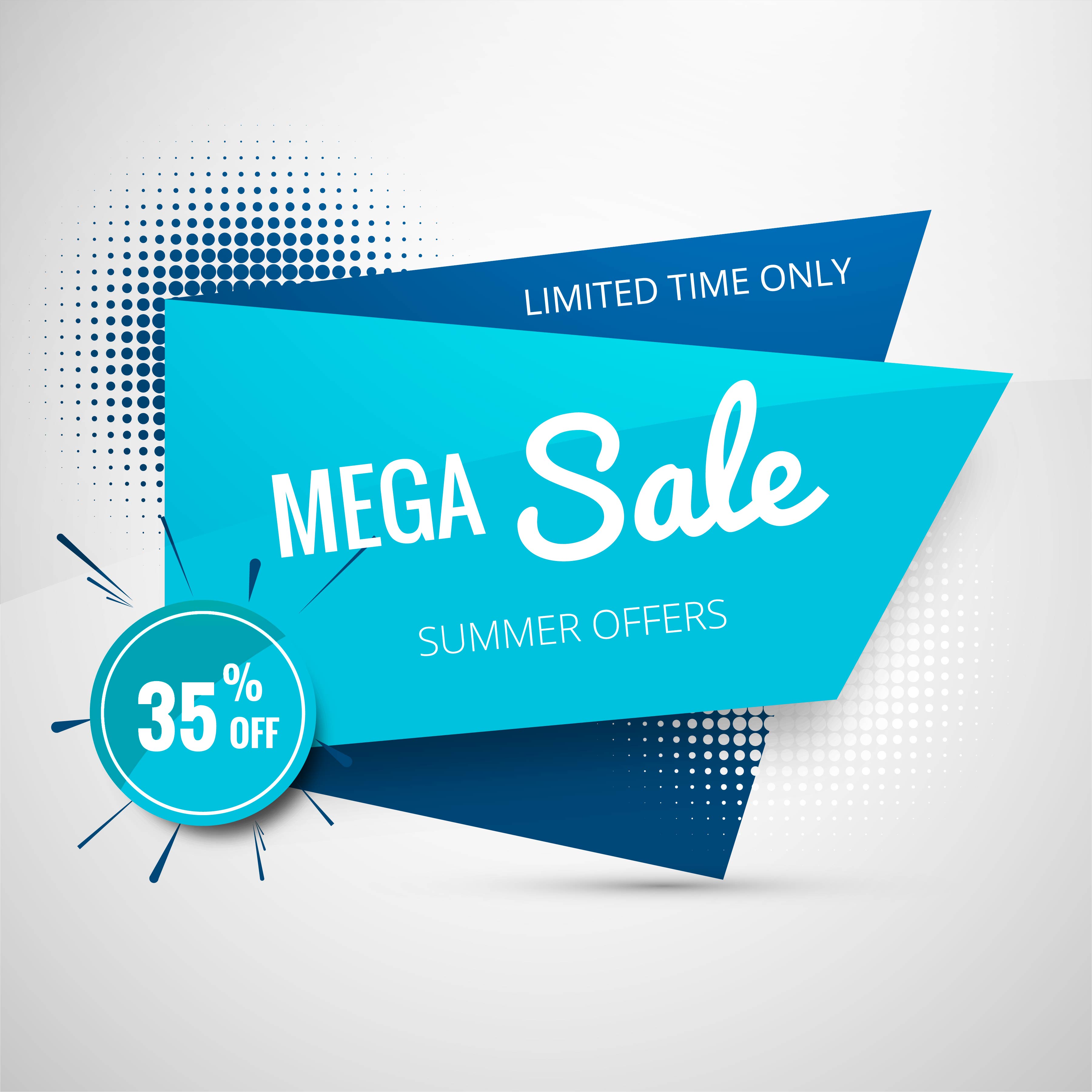 Mega sale template banner design Free Vector