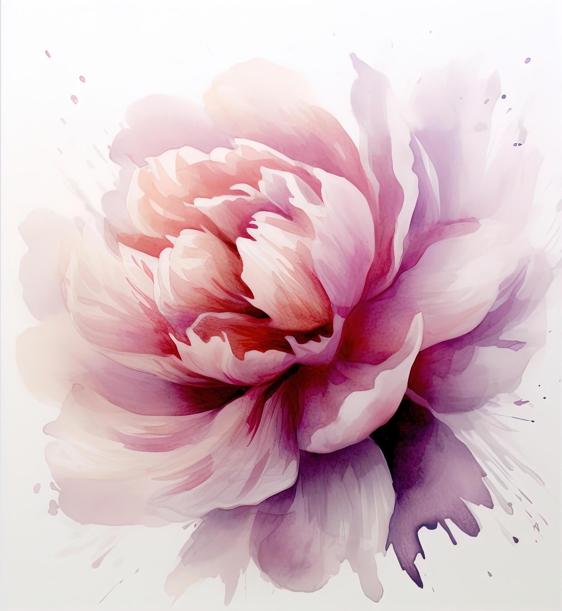 Watercolor beautiful peony flower. Illustration Stock Free