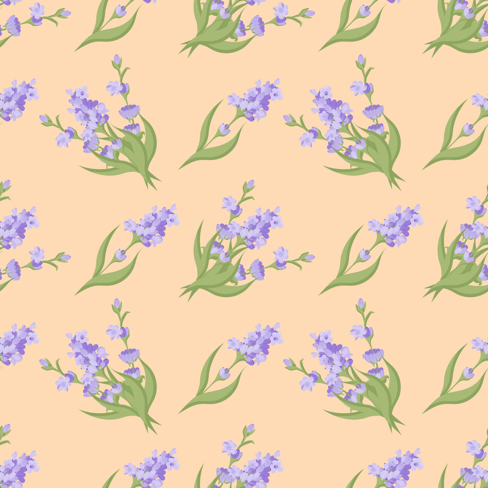 A sprig of lavender. Purple flower. Seamless pattern. illustration. Stock Free