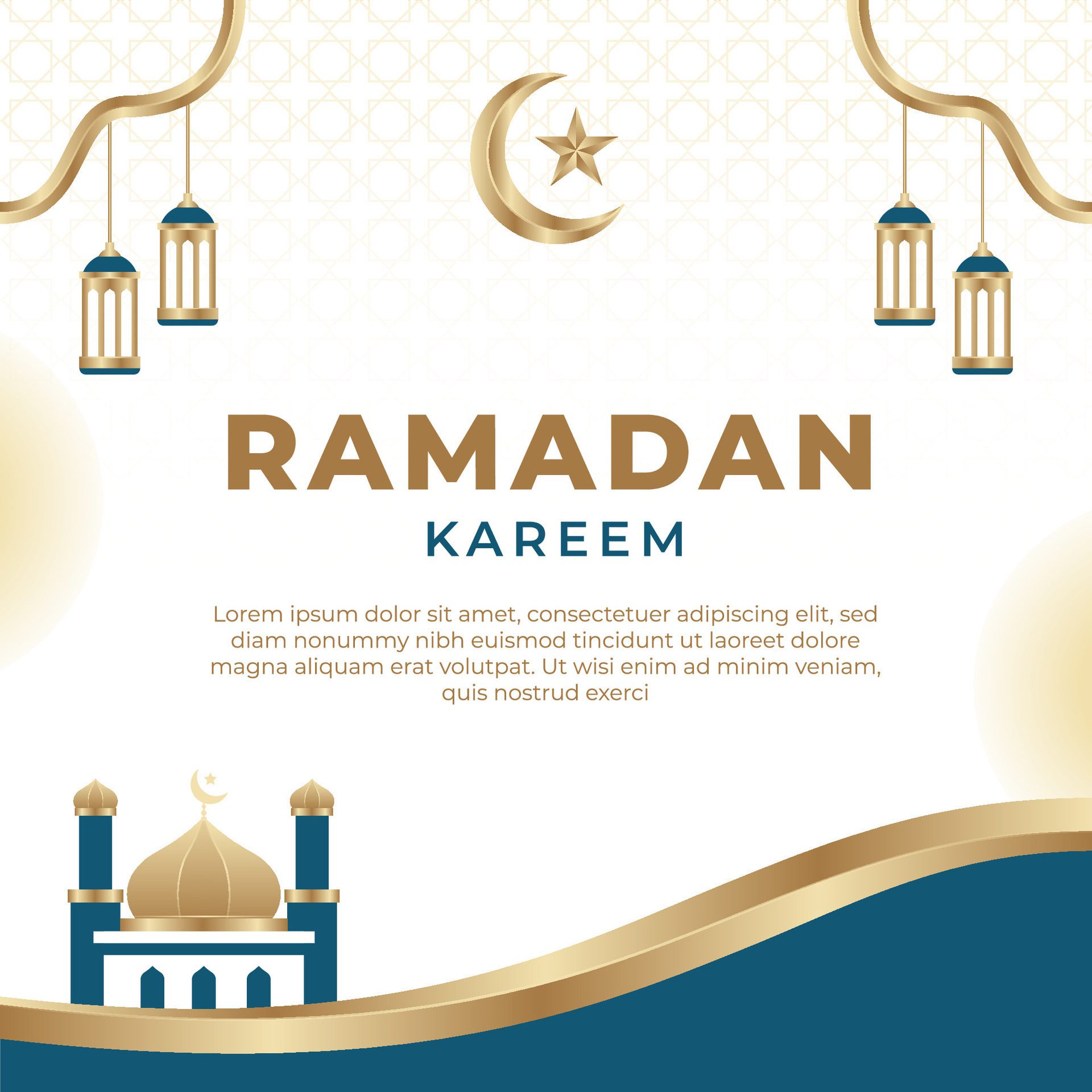 Ramadan Kareem Islamic banner background Free Vector