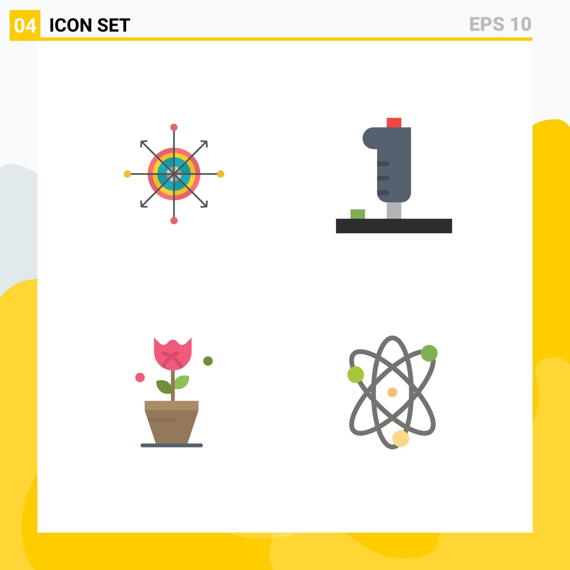 Set of 4 Modern UI Icons Symbols Signs for focus decoration arrow device plant Editable Vector Design Elements Stock Free