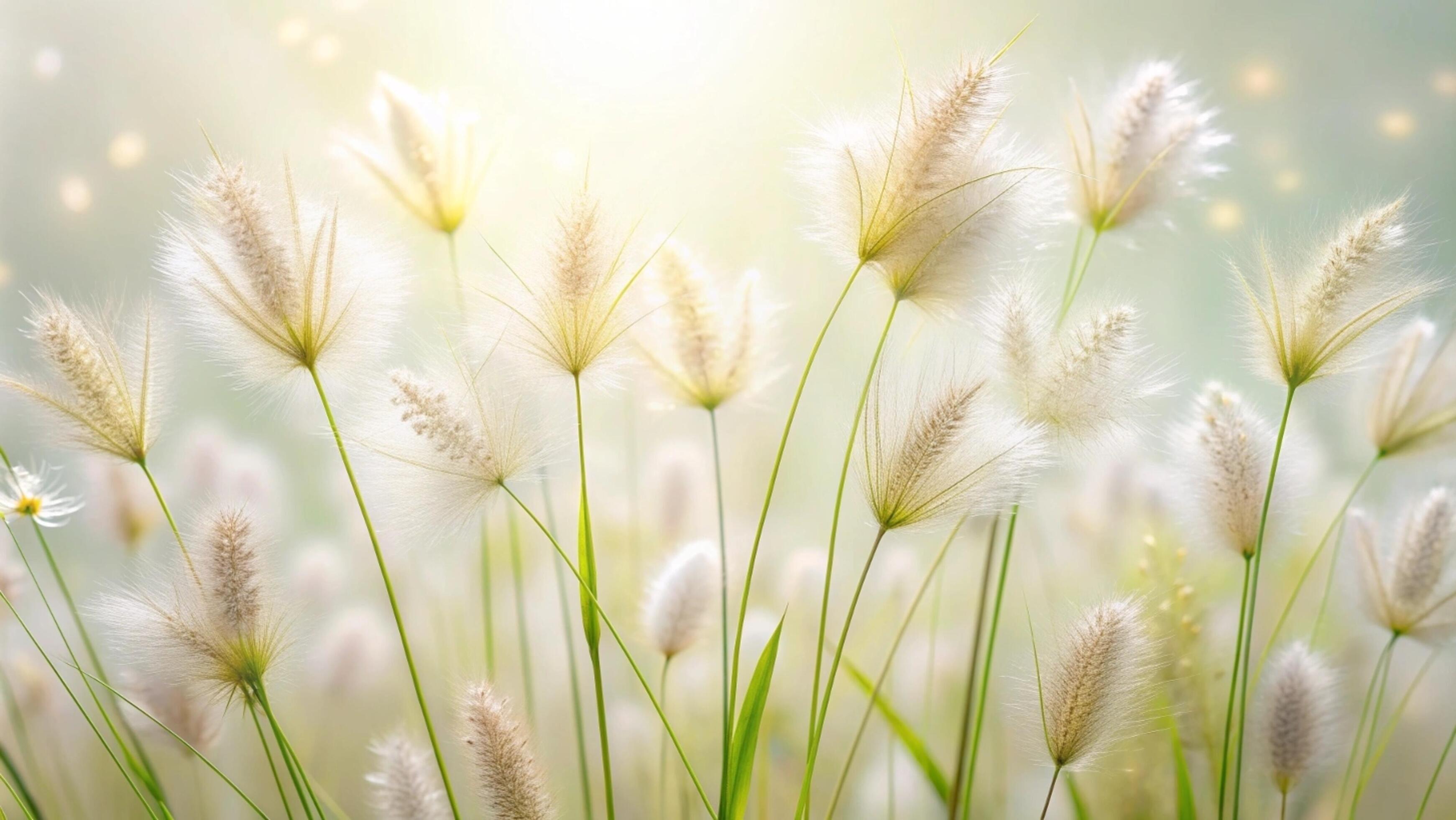 Blooming grass flowers on a white background. Stock Free