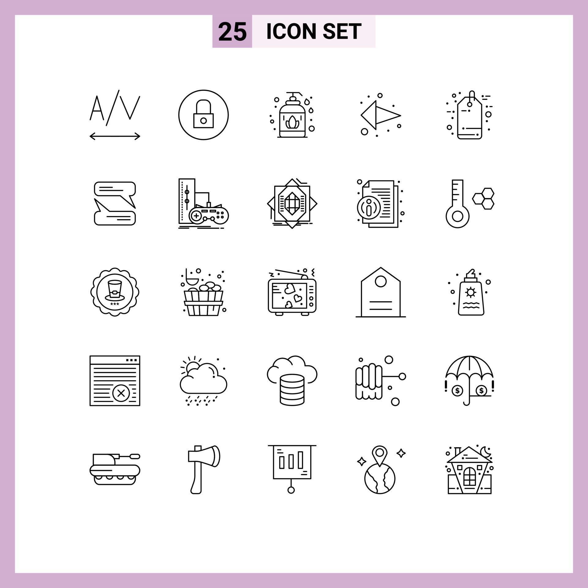 Set of 25 Modern UI Icons Symbols Signs for chatting sale soap discount left arrow Editable Vector Design Elements Stock Free