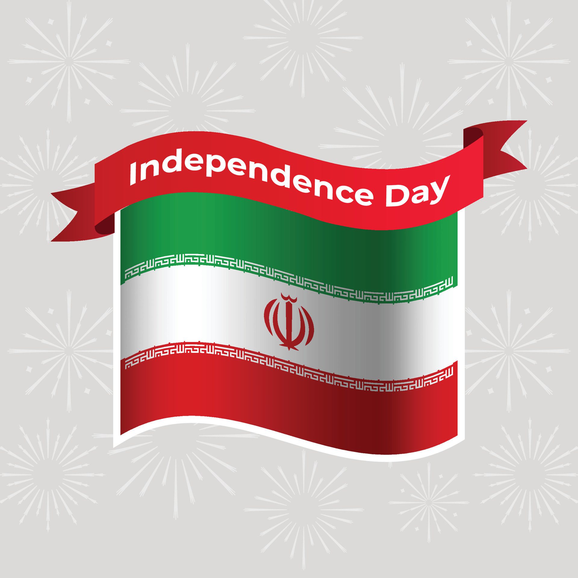 Iran Wavy Flag Independence Day Banner Background Free Vector