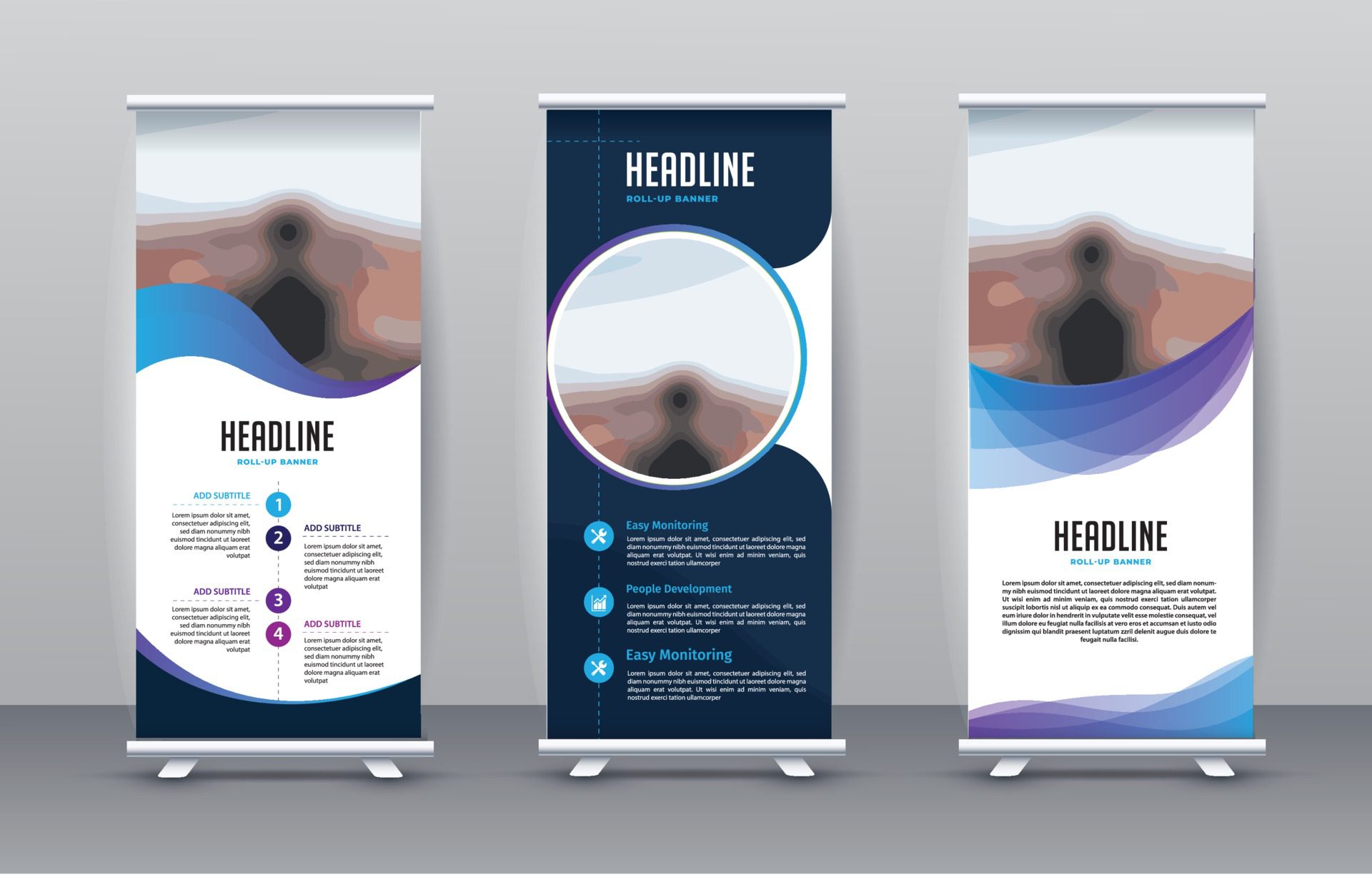 Business Roll Up Set. Standee Design. Banner Template Free Vector