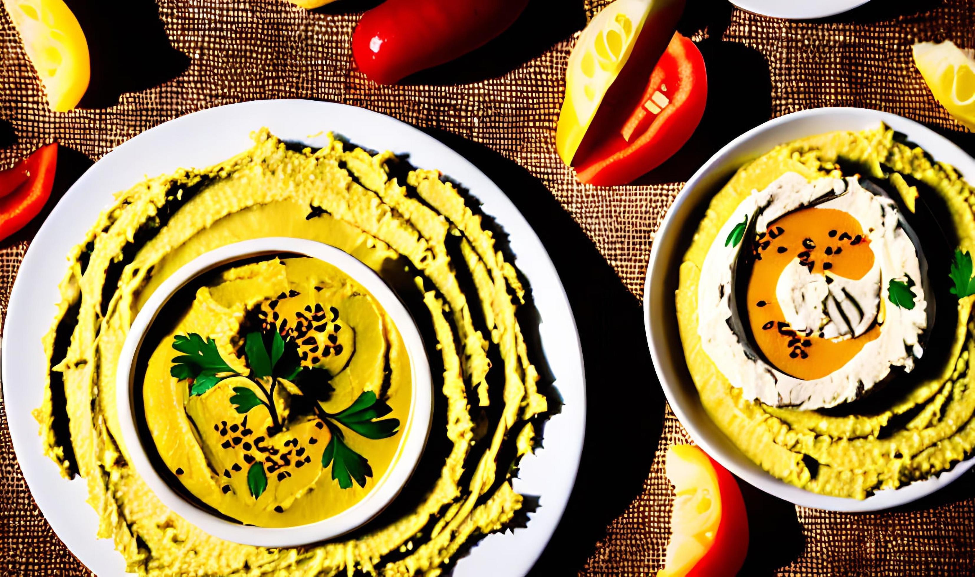 Healthy food. Traditional freshly made organic hummus. Stock Free