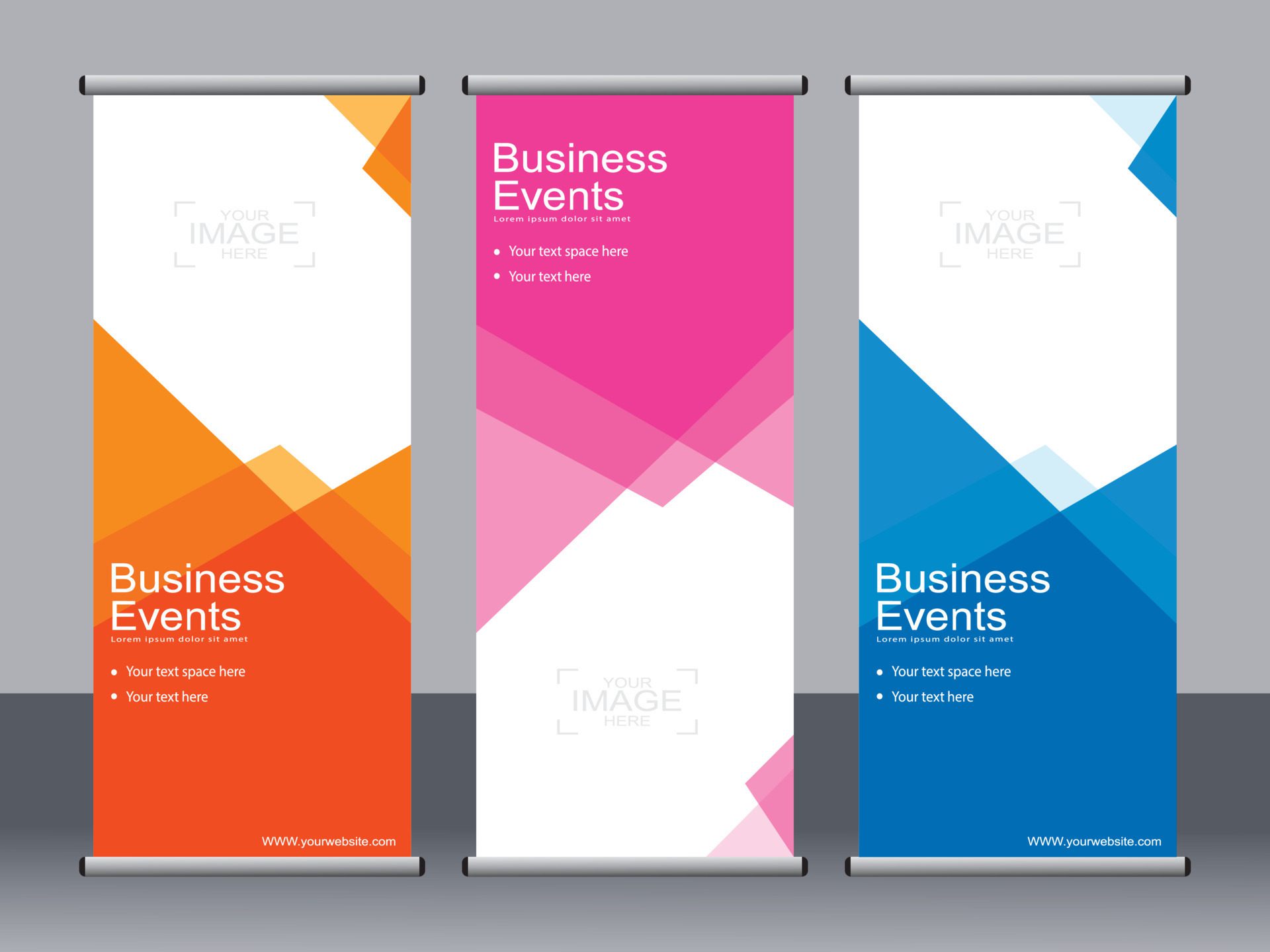 
									Business banner roll up set standee banner template. Free Vector