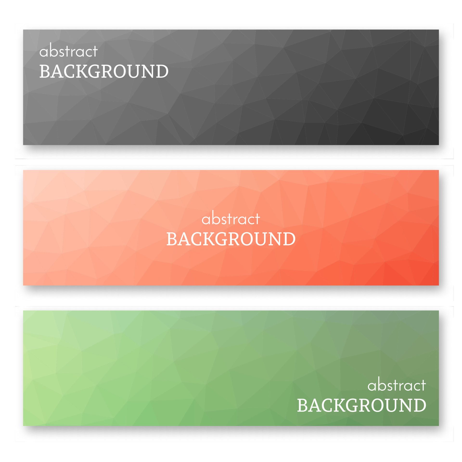 Set of three banners in low poly art style Free Vector