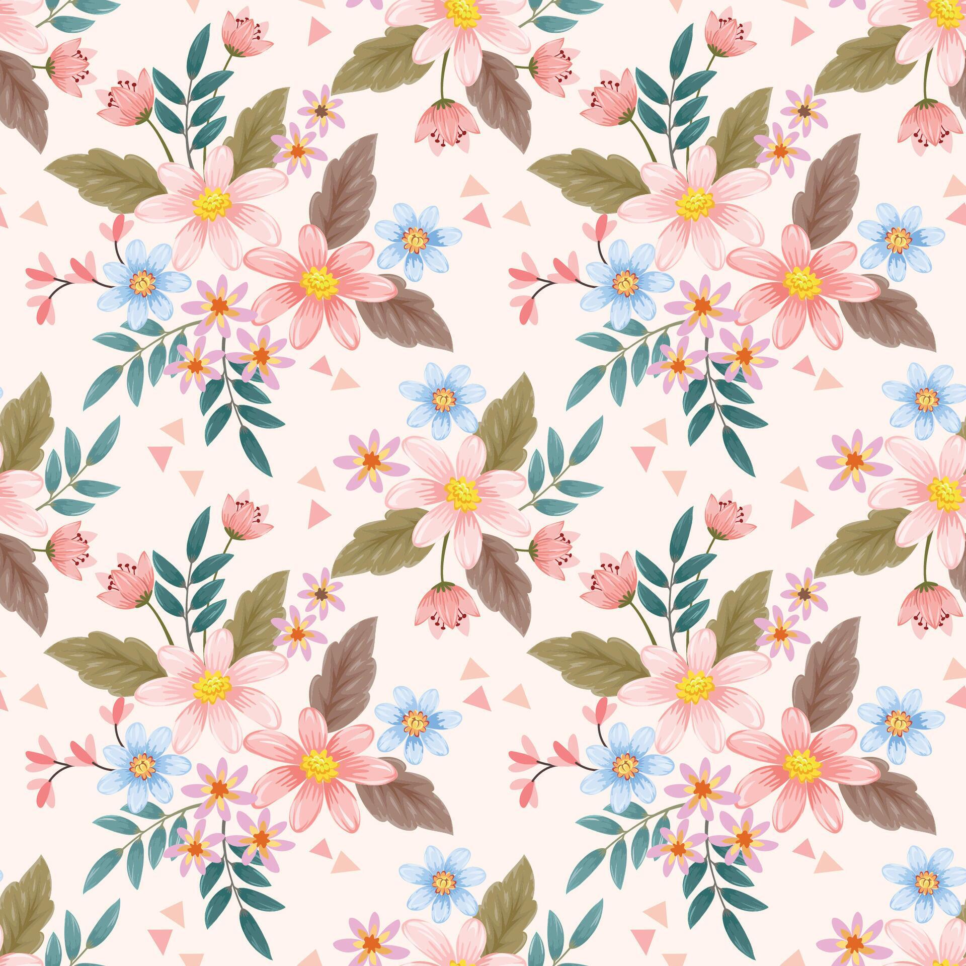 Cute and sweet color flowers seamless pattern. Stock Free