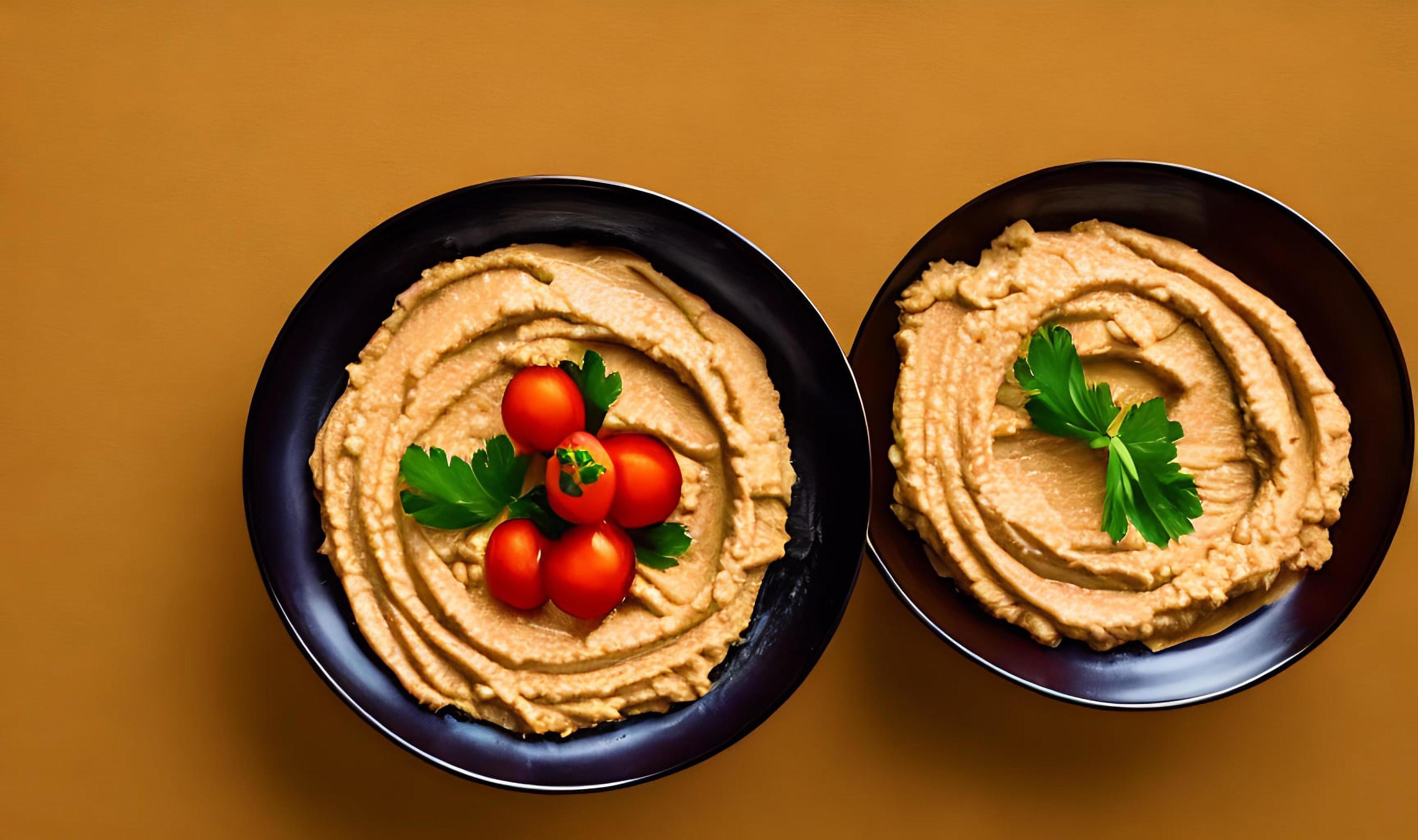 Healthy food. Traditional freshly made organic hummus. Stock Free