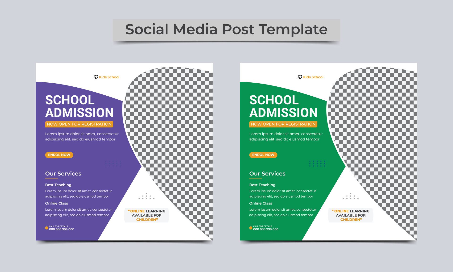 School admission social media post banner or square banner design template. vector illustration. Free Vector