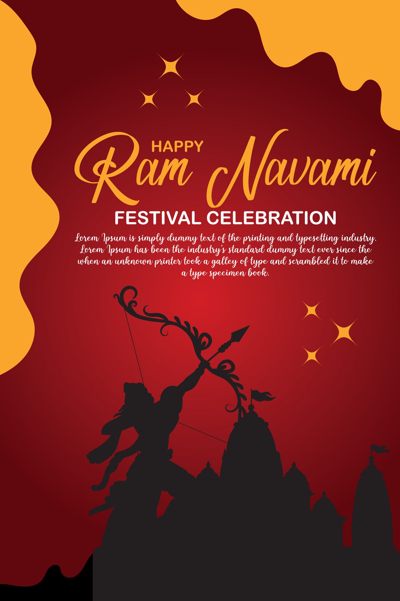 Happy Ram Navami cultural Banner Hindu festival vertical post wishes celebration card Ram Navami celebration background Free Vector