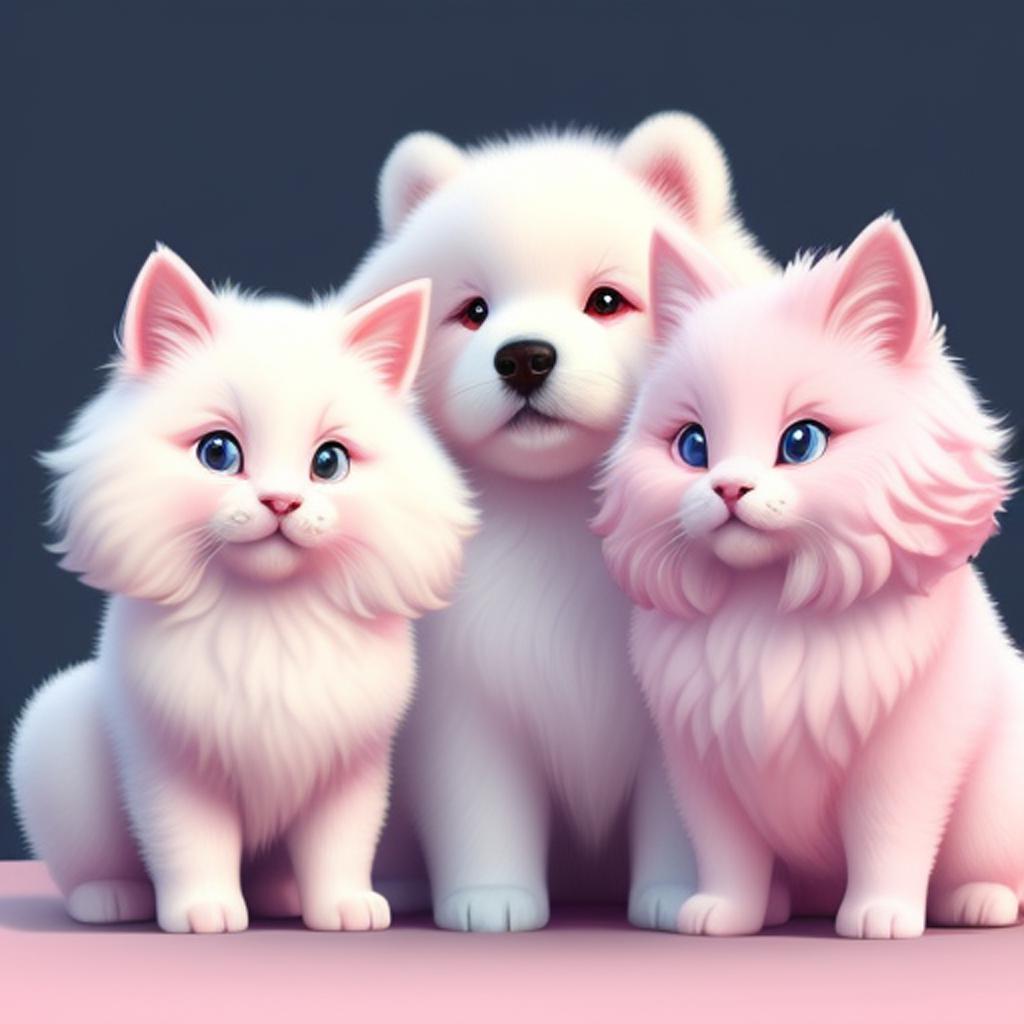 3 cute pink and by @ai_generated