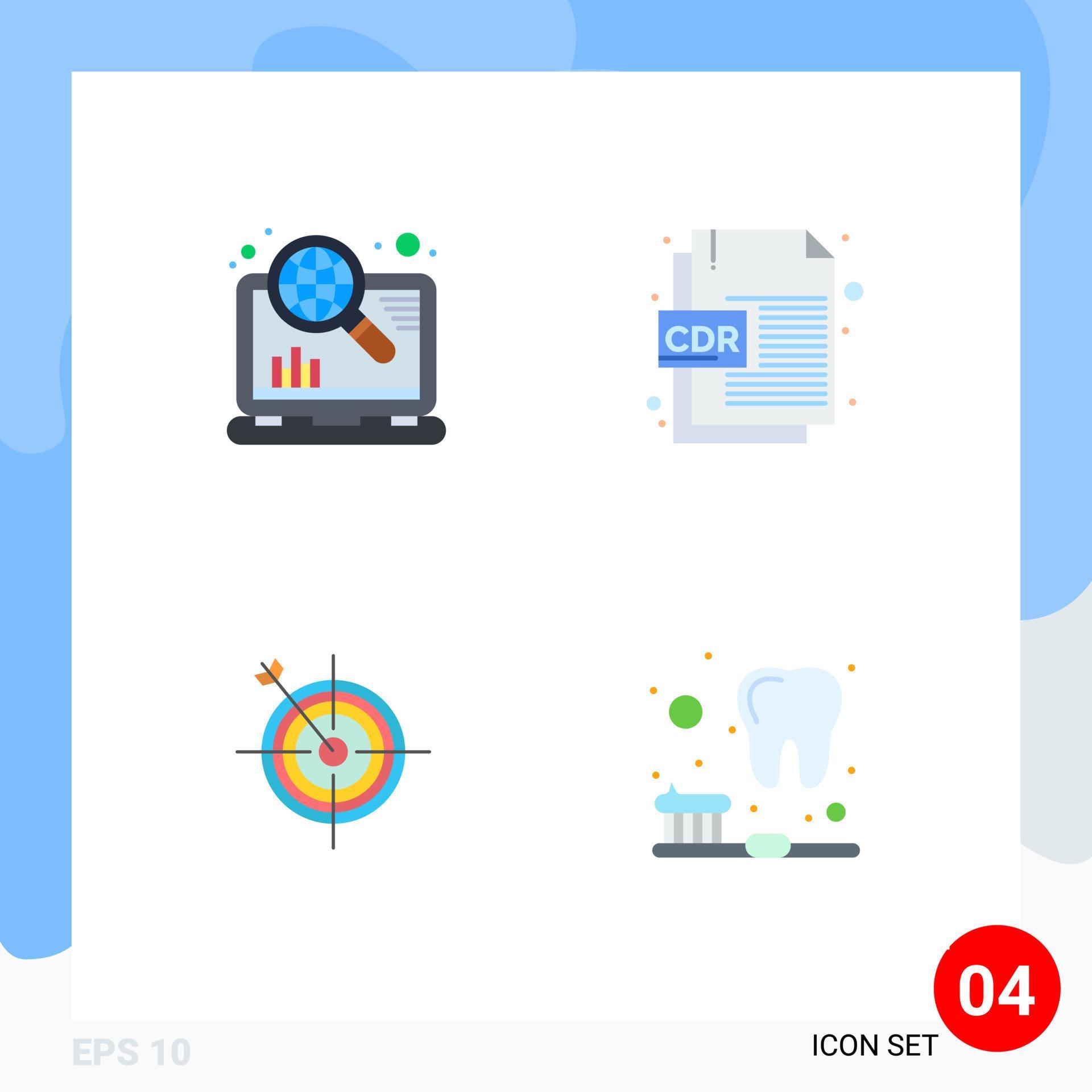 Modern Set of 4 Flat Icons and symbols such as internet board seo corel arrow Editable Vector Design Elements Stock Free