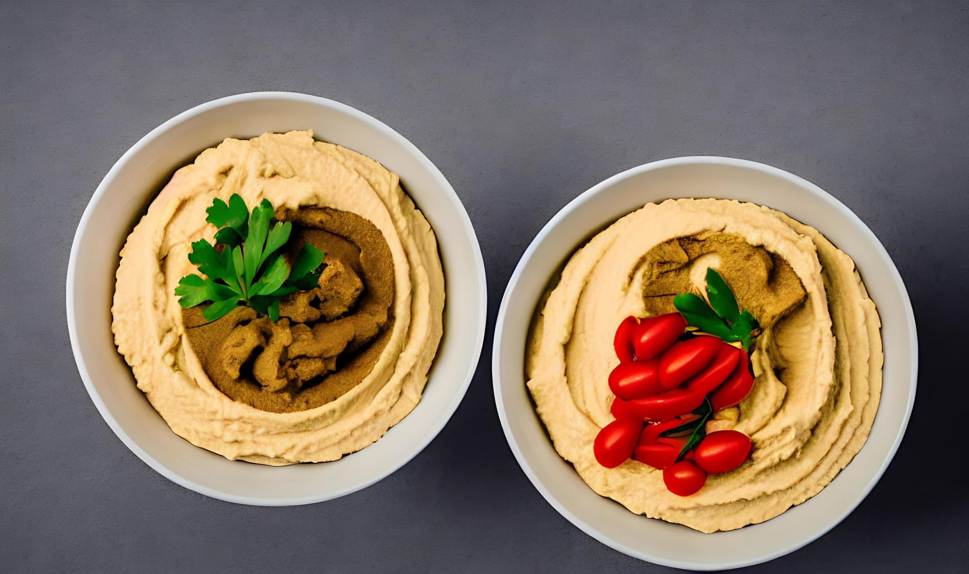 Healthy food. Traditional freshly made organic hummus. Stock Free