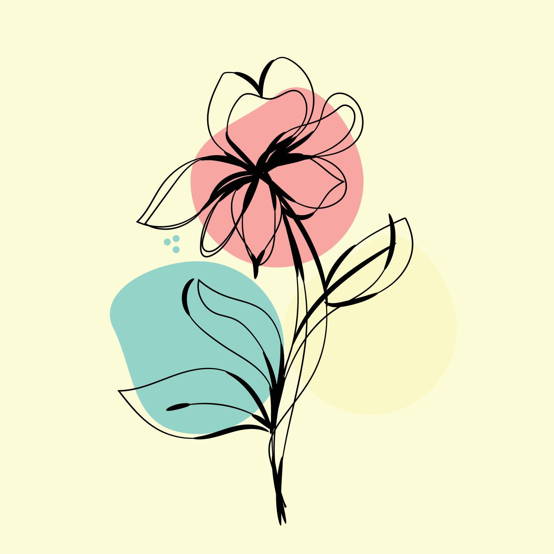 Flat design simple flower outline Stock Free