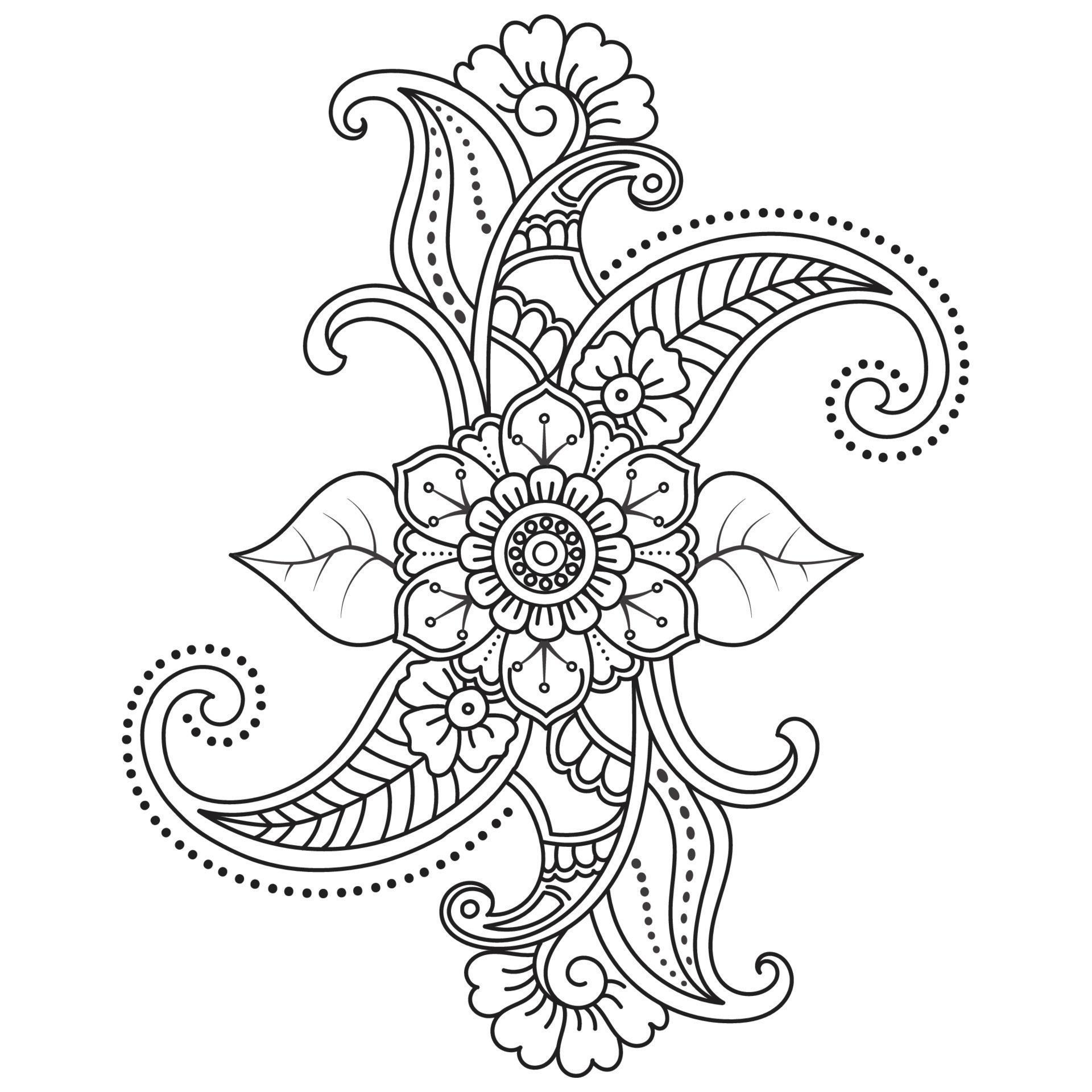 Set of differents flower line on white background. Flowers drawing with line-art on white backgrounds. Stock Free