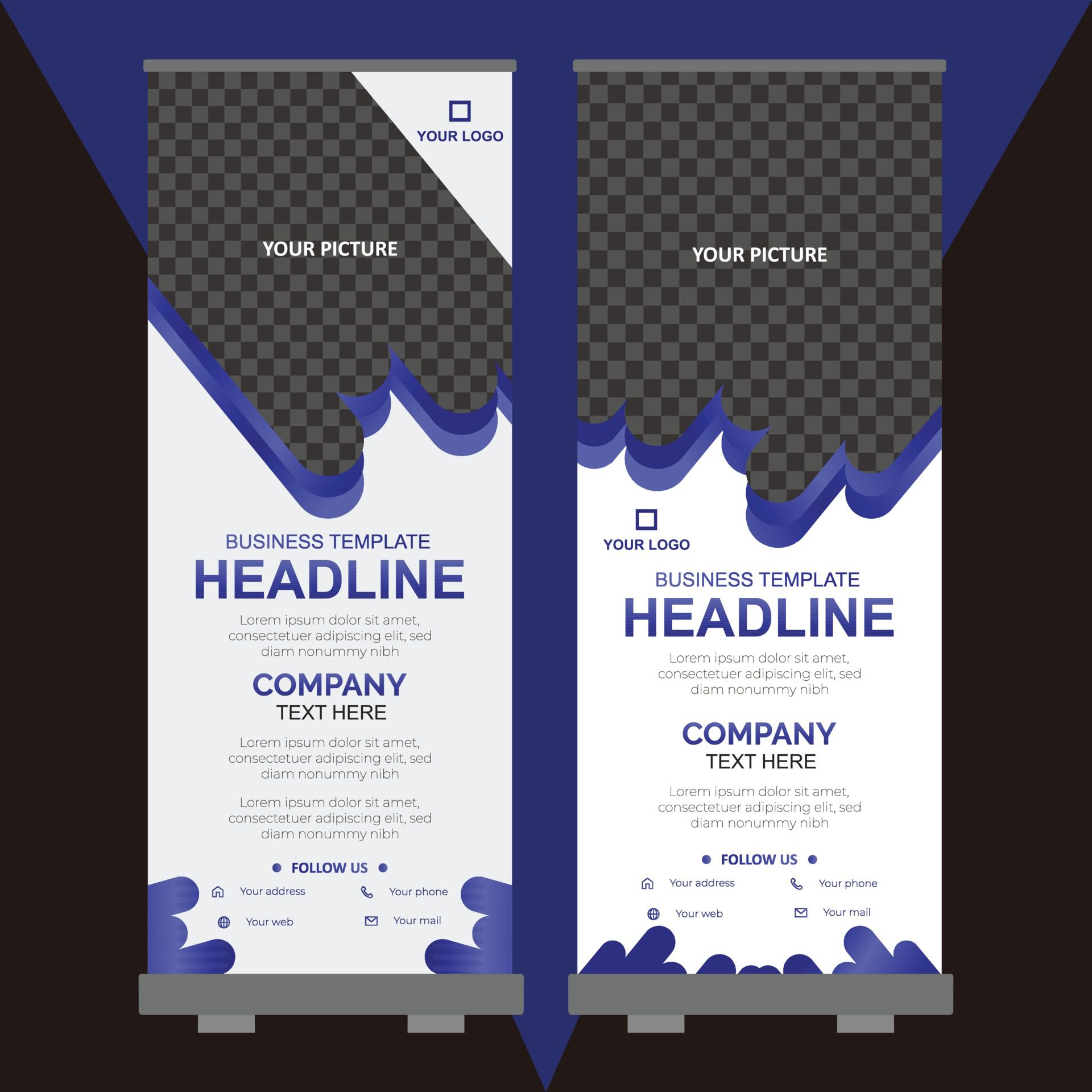 Roll up banner design template Free Vector