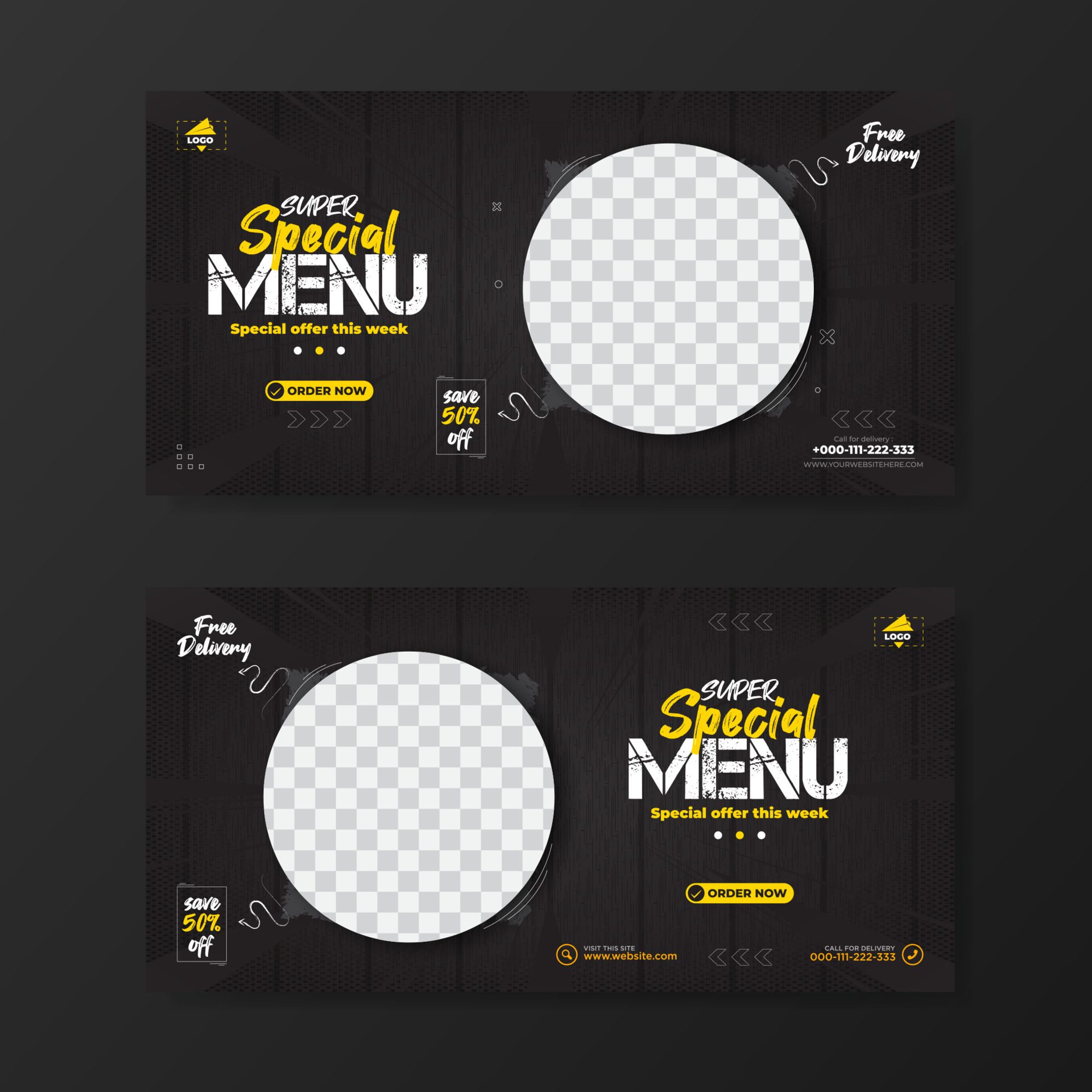 Super special menu banner promoton template rectangle shape Free Vector