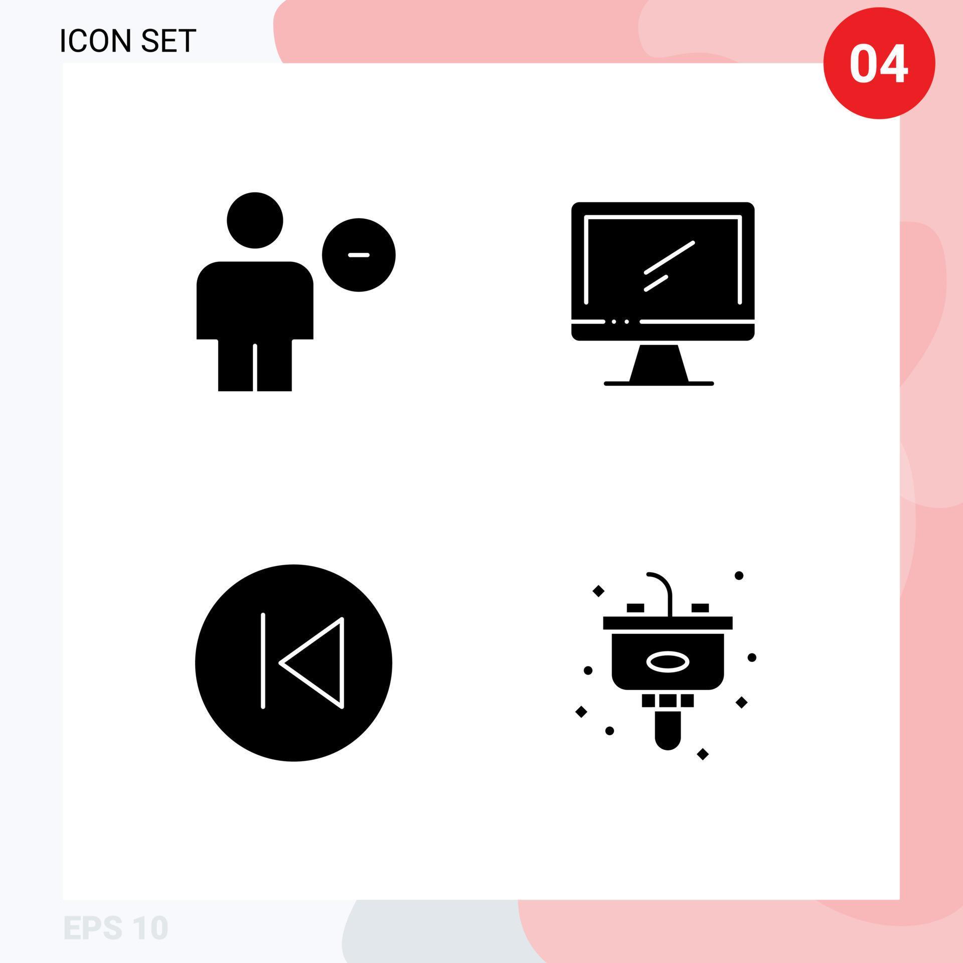 4 User Interface Solid Glyph Pack of modern Signs and Symbols of avatar pc human monitor arrow left Editable Vector Design Elements Stock Free