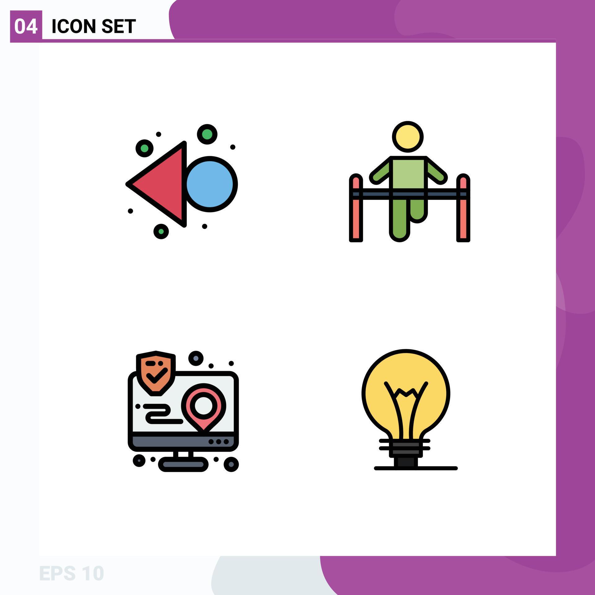 Mobile Interface Filledline Flat Color Set of 4 Pictograms of arrow app exercise health interface Editable Vector Design Elements Stock Free