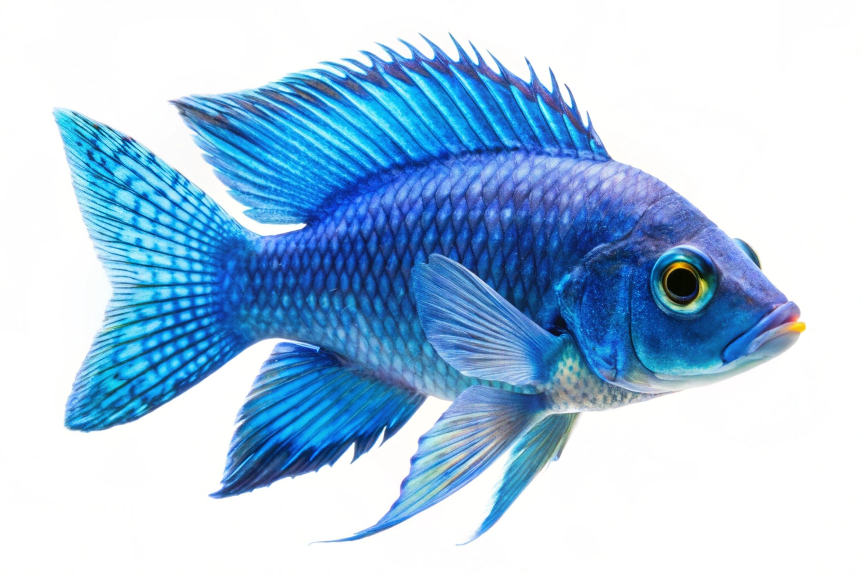 Blue ornamental fish isolated on white background Stock Free