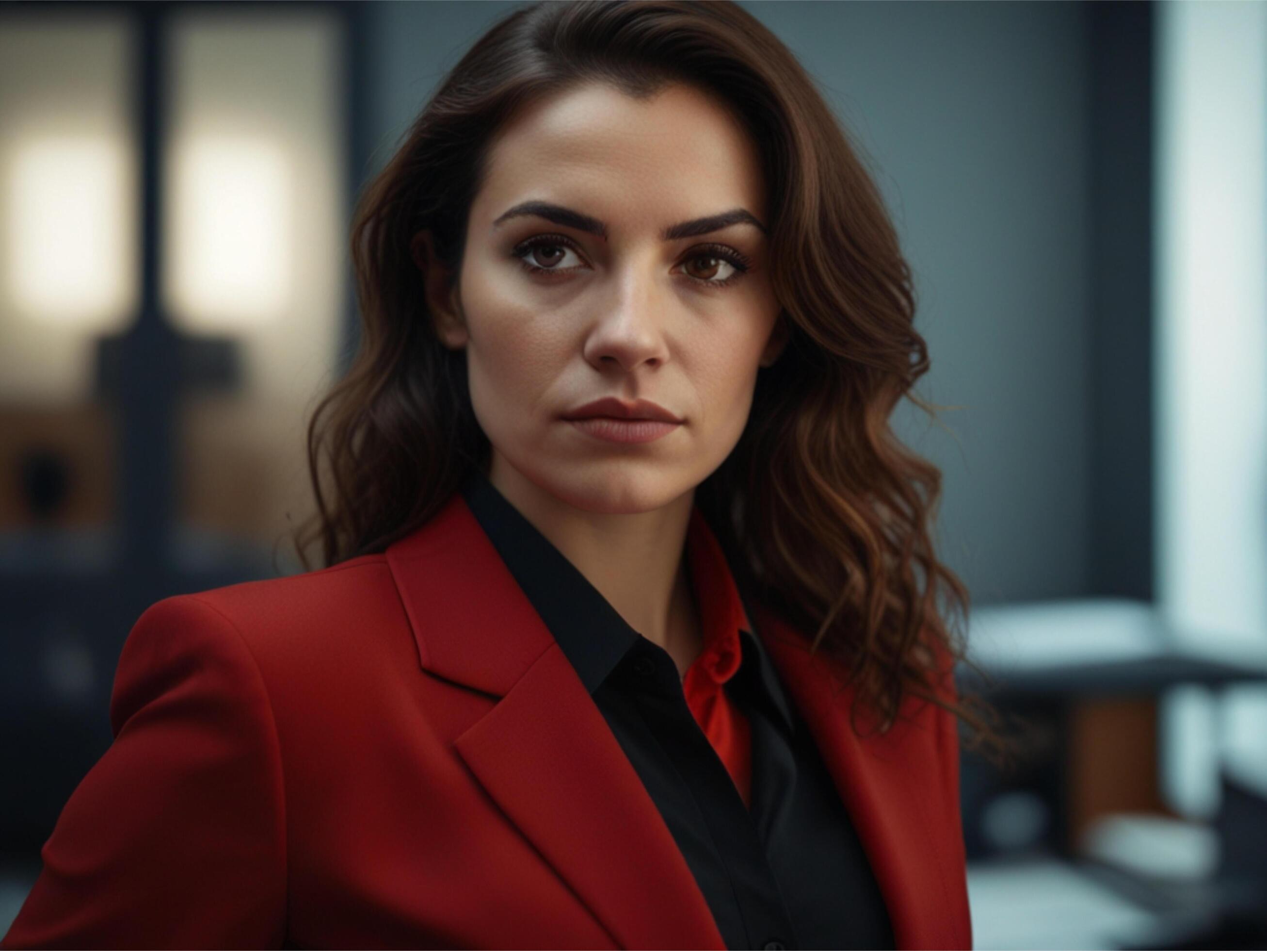 Beautiful Business woman in Red Suit Stock Free