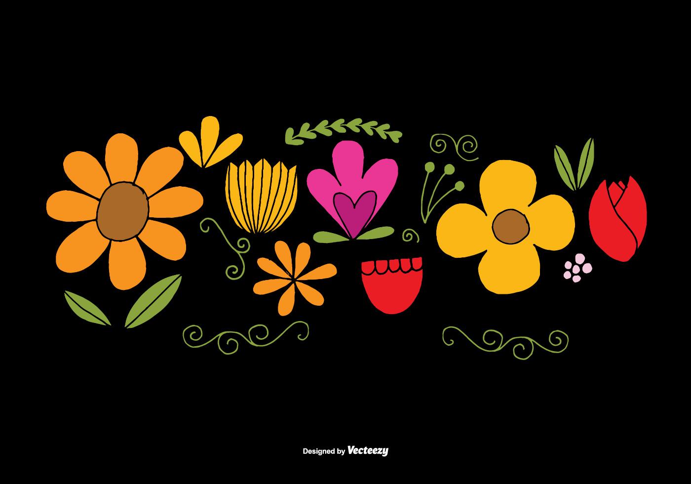 Hand Drawn Flower Element Vectors Stock Free and Free SVG