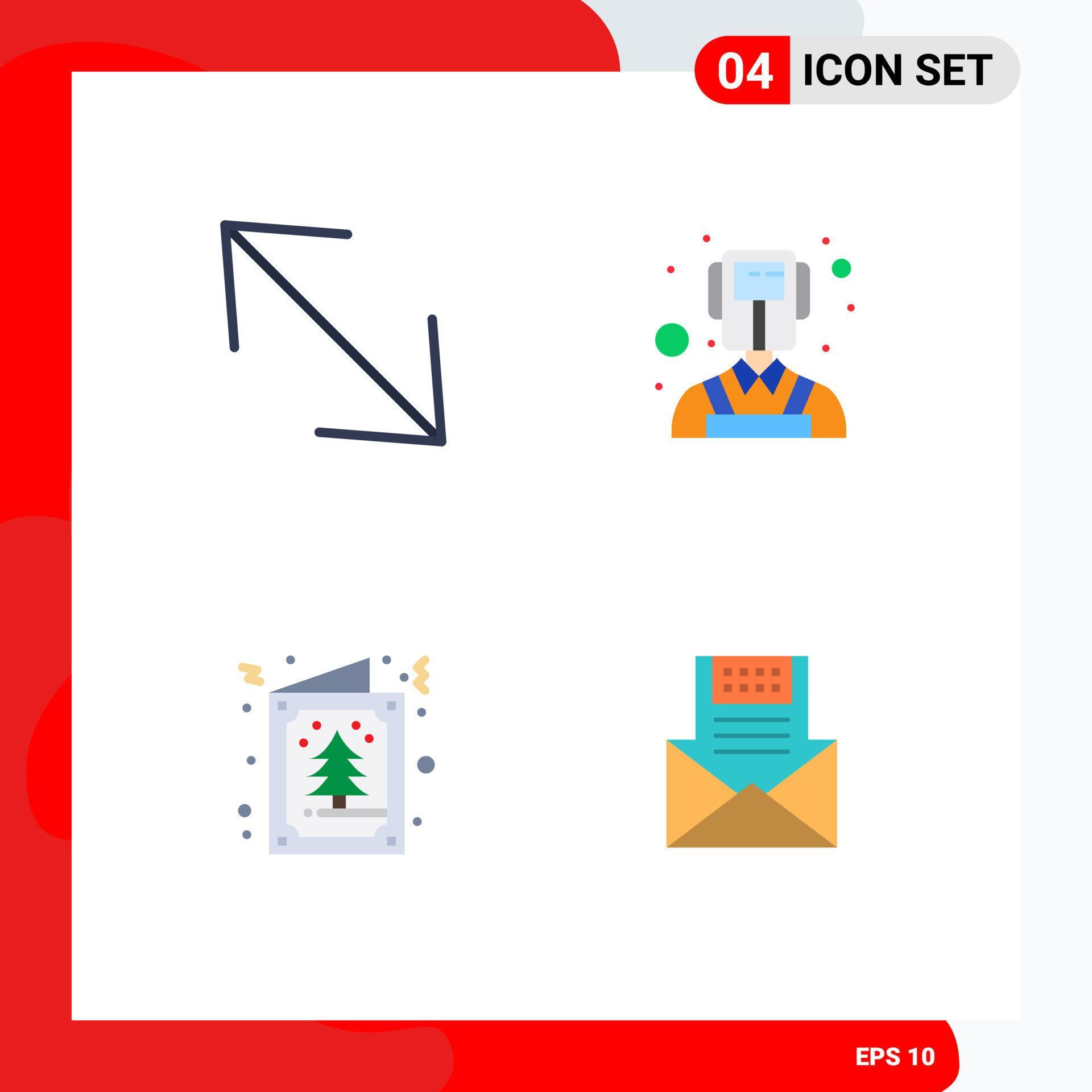 Group of 4 Flat Icons Signs and Symbols for arrow invitation man tree communication Editable Vector Design Elements Stock Free