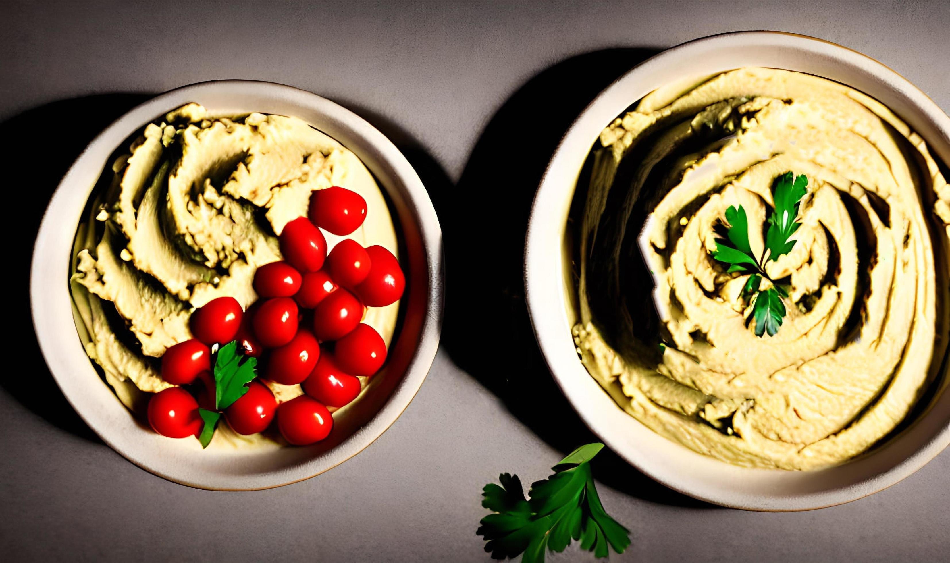 Healthy food. Traditional freshly made organic hummus. Stock Free